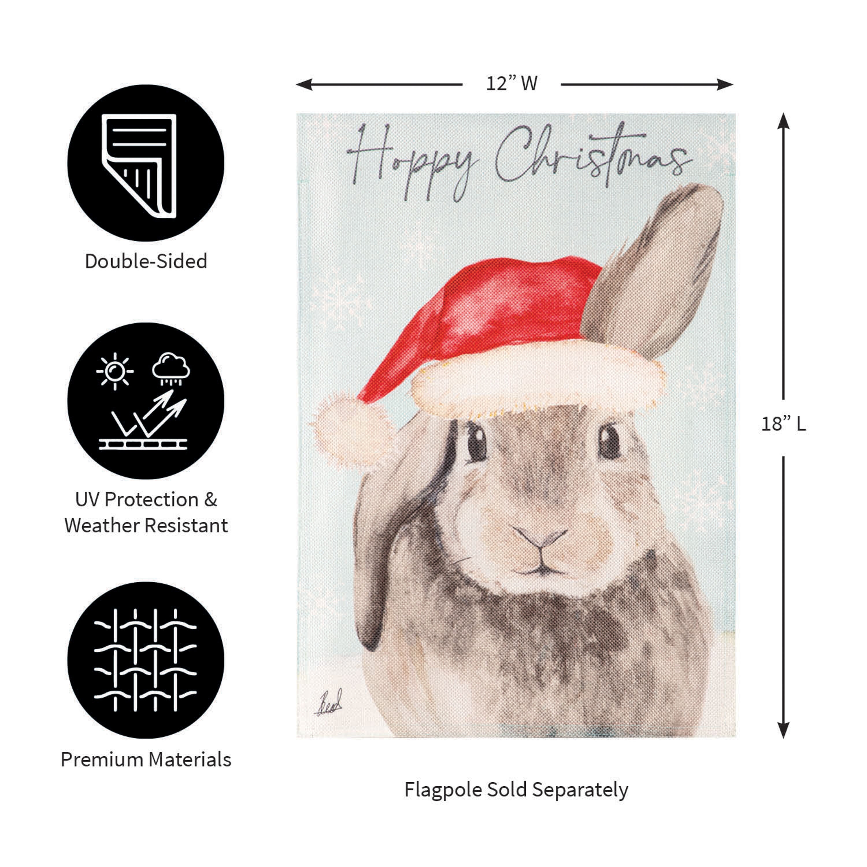 Merry Christmas Bunny Burlap Garden Flag