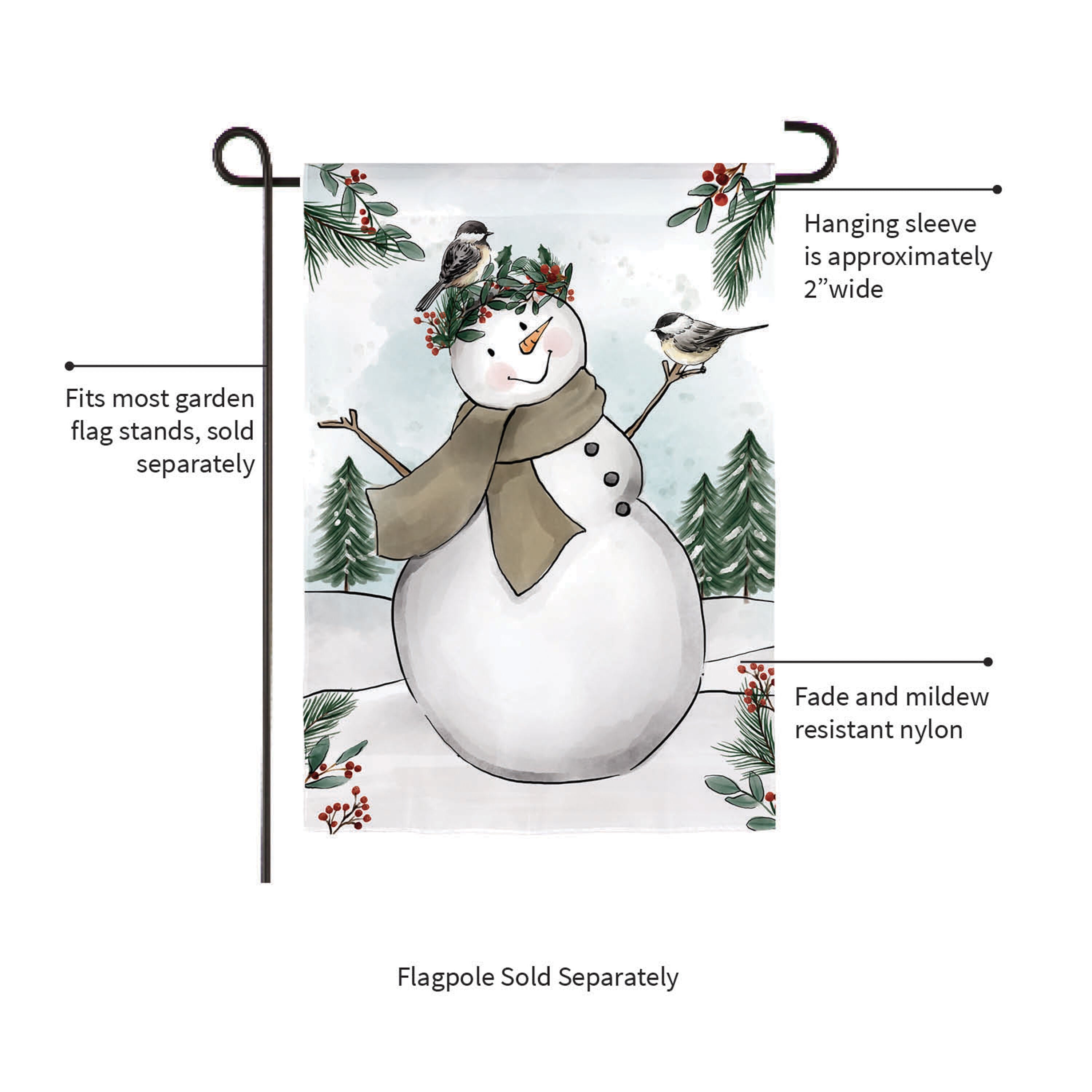 Snowman Applique Garden Flag