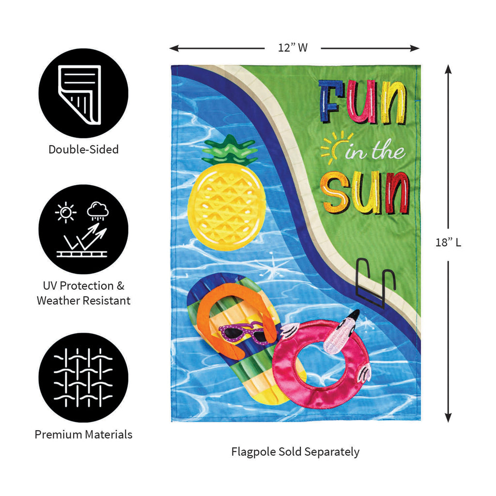 Fun in the Sun Pool Day Applique Garden Flag