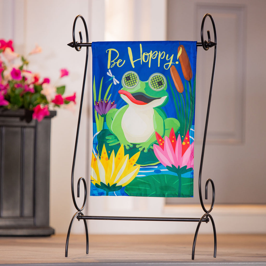 Animated Be Hoppy Applique Lighted Garden Flag