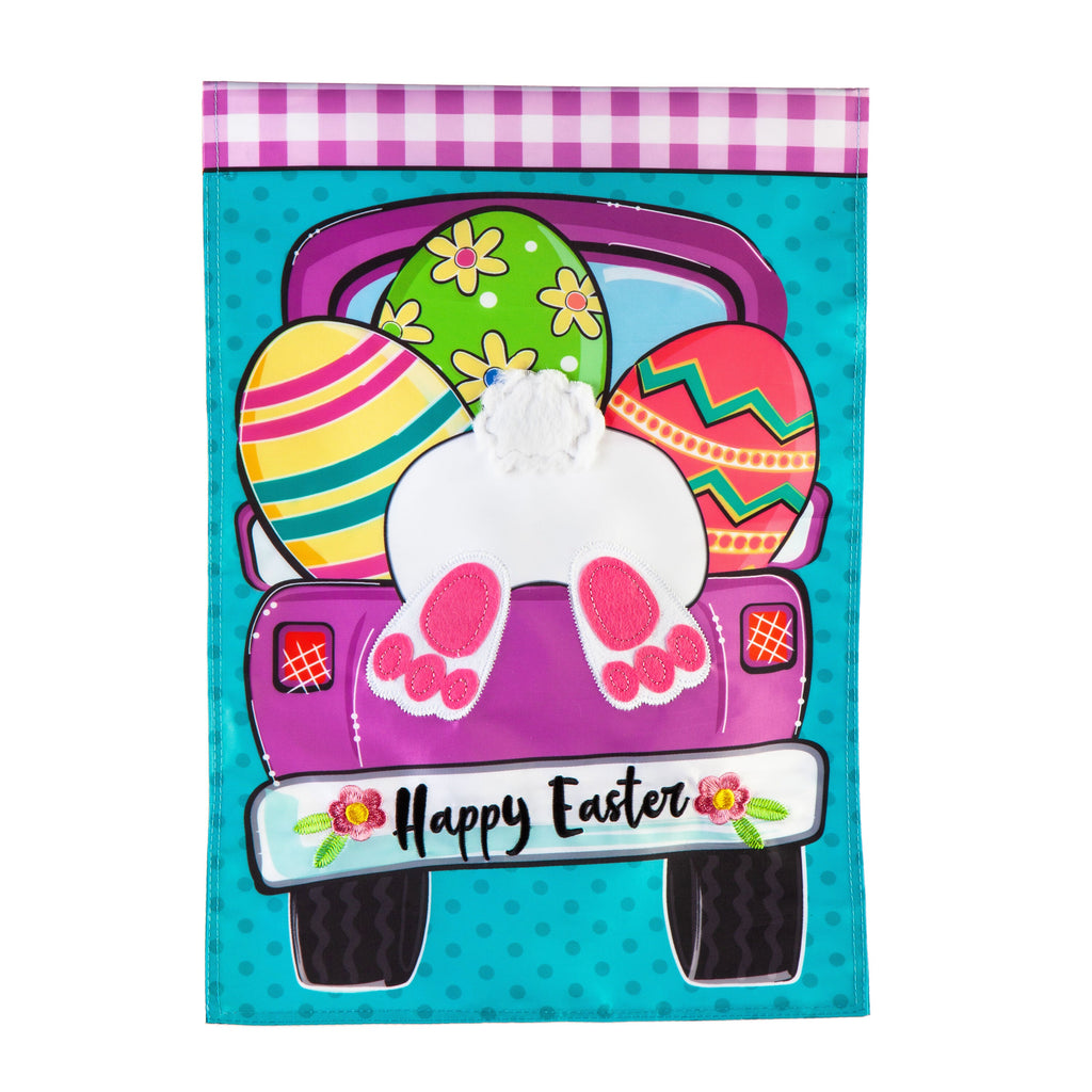 Easter Truck Bunny Bottom Garden Applique Flag