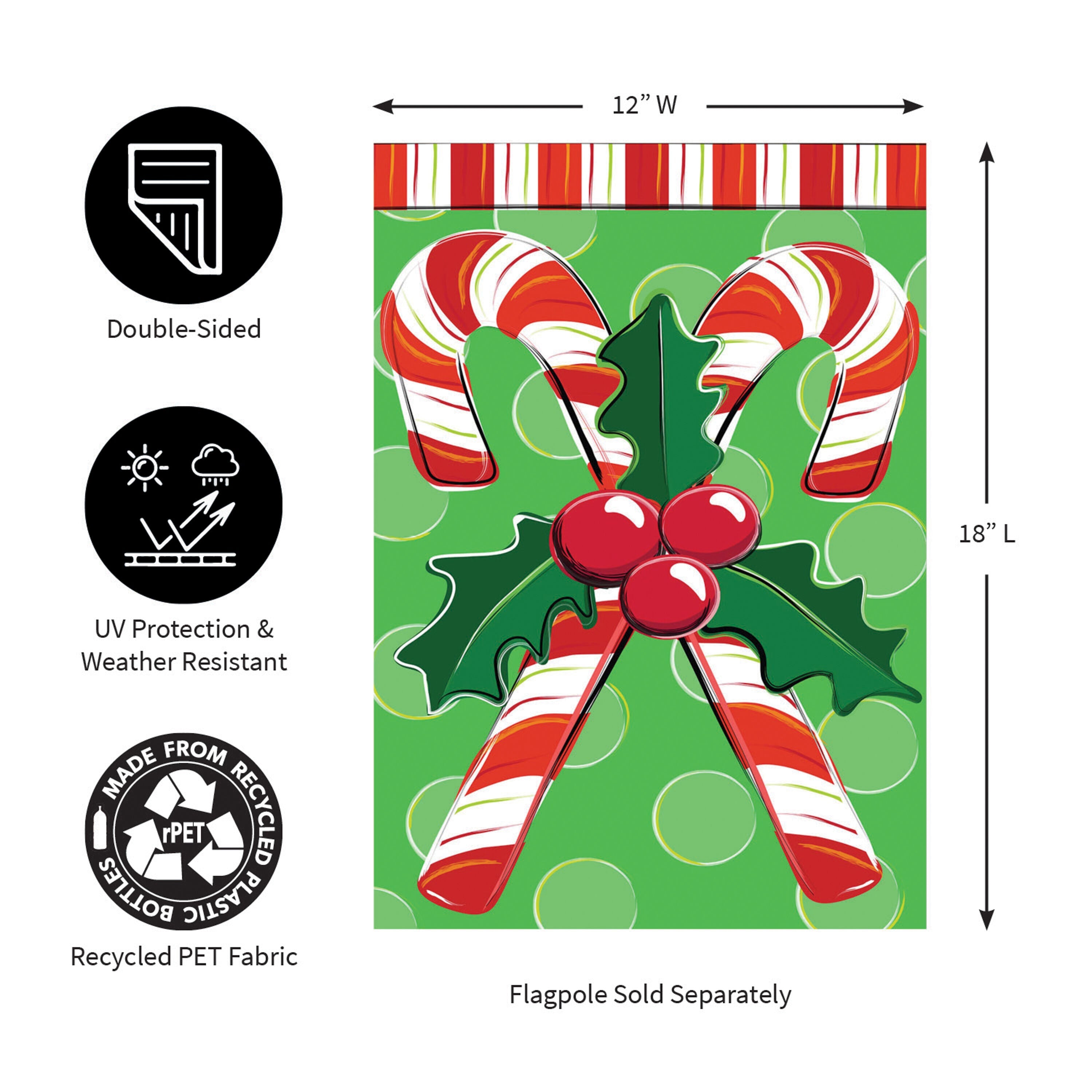 Candy Cane Christmas Applique Garden Flag