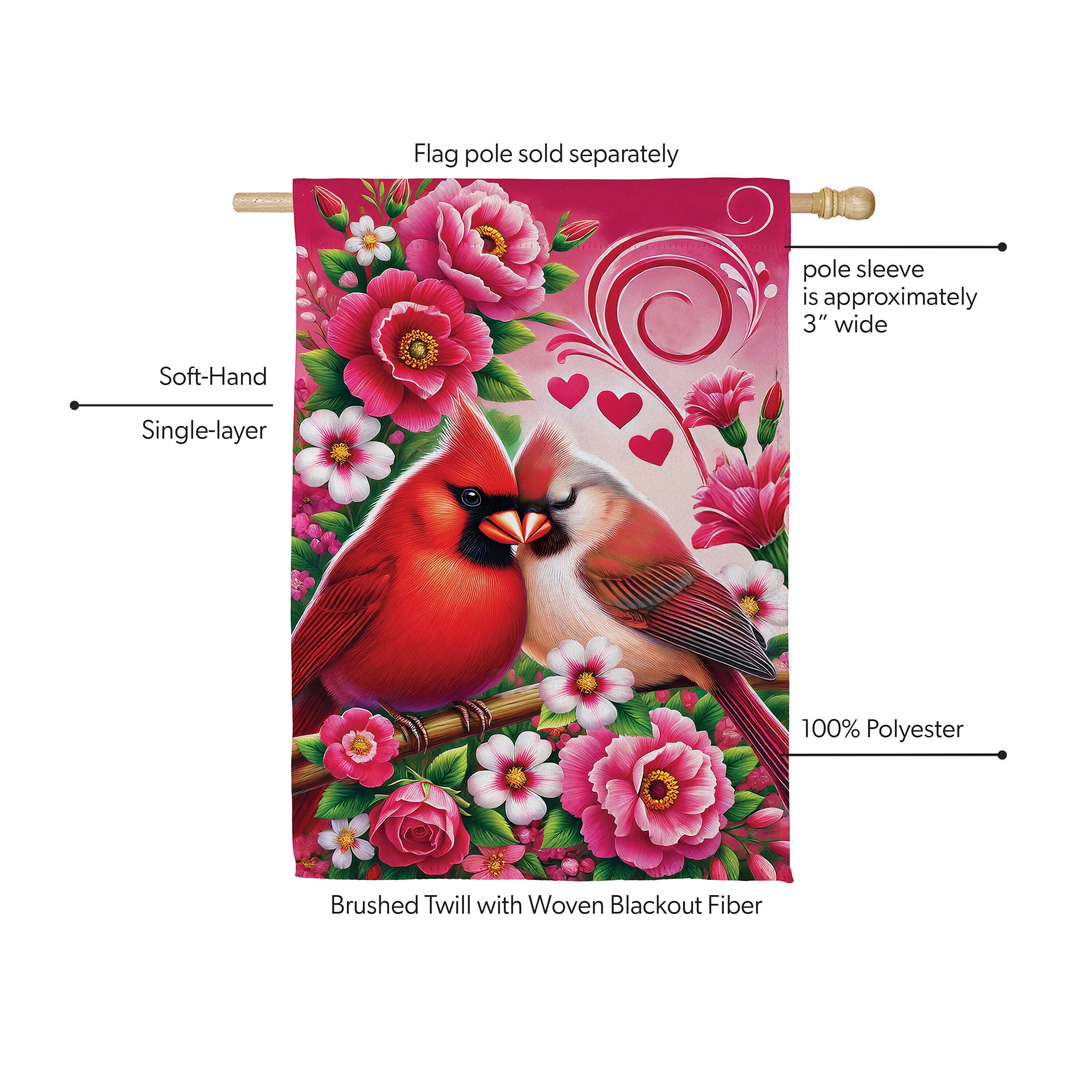 Cardinal Lovers Suede House Flag