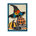 Witch Hat and Pumpkins House Applique Flag