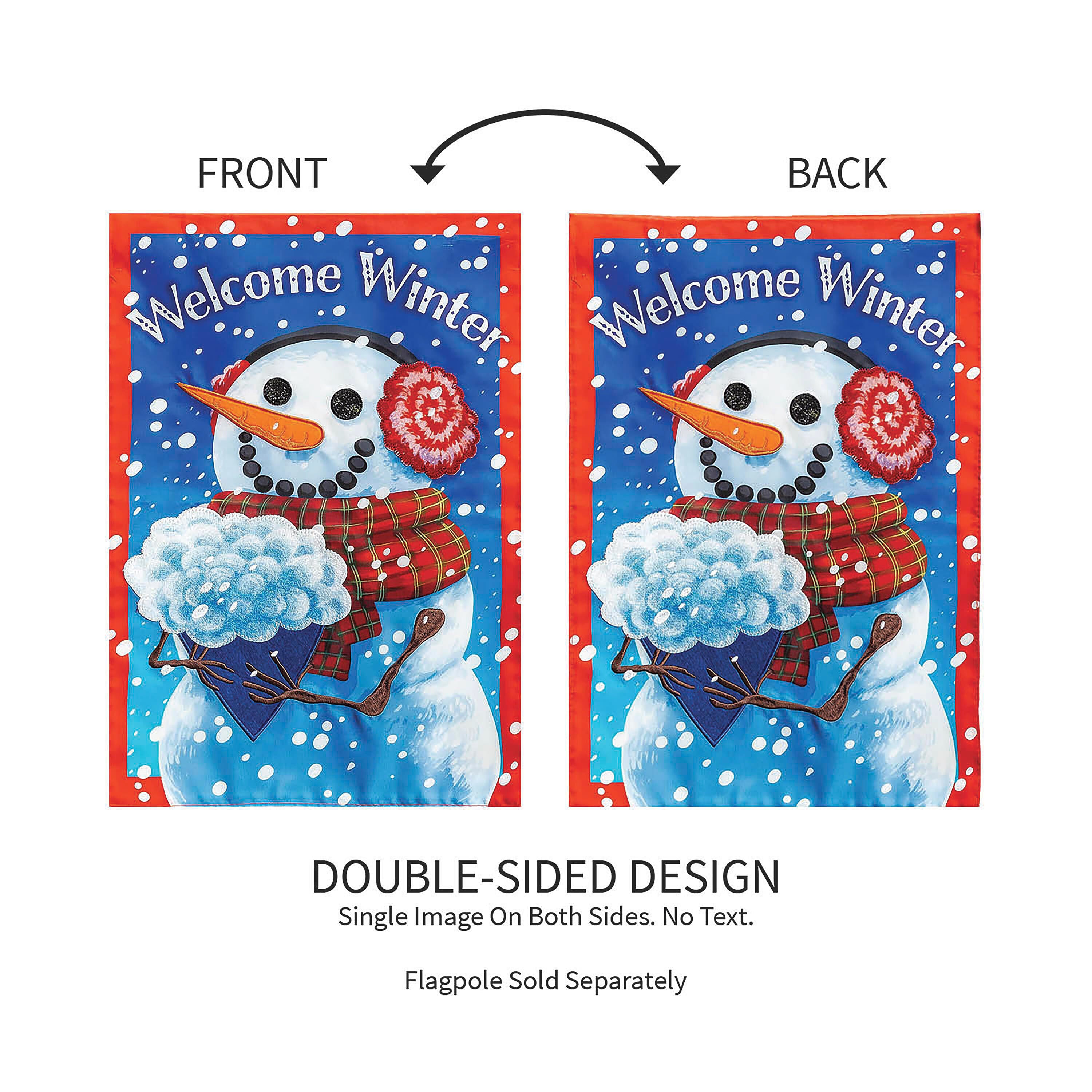 Snowman with Bouquet Applique House Flag