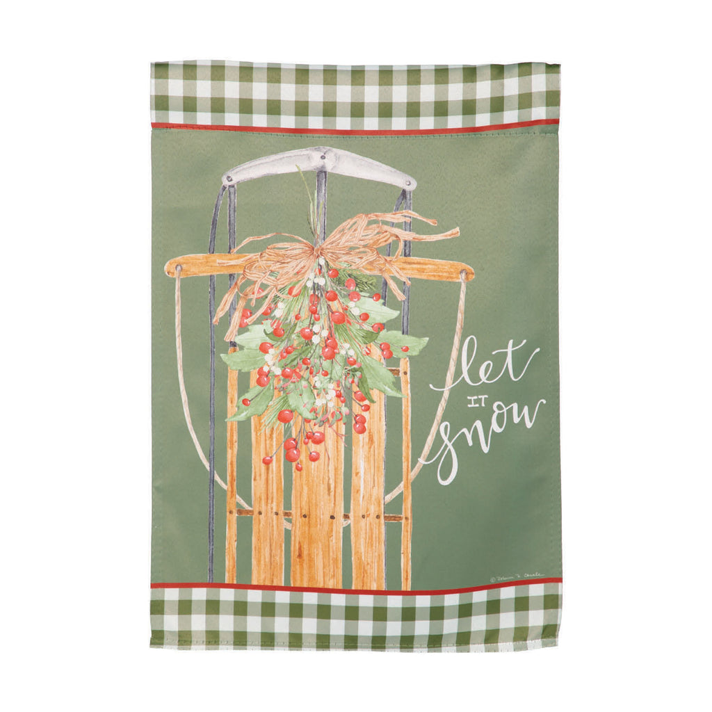Let It Snow Sleigh Suede Garden Flag