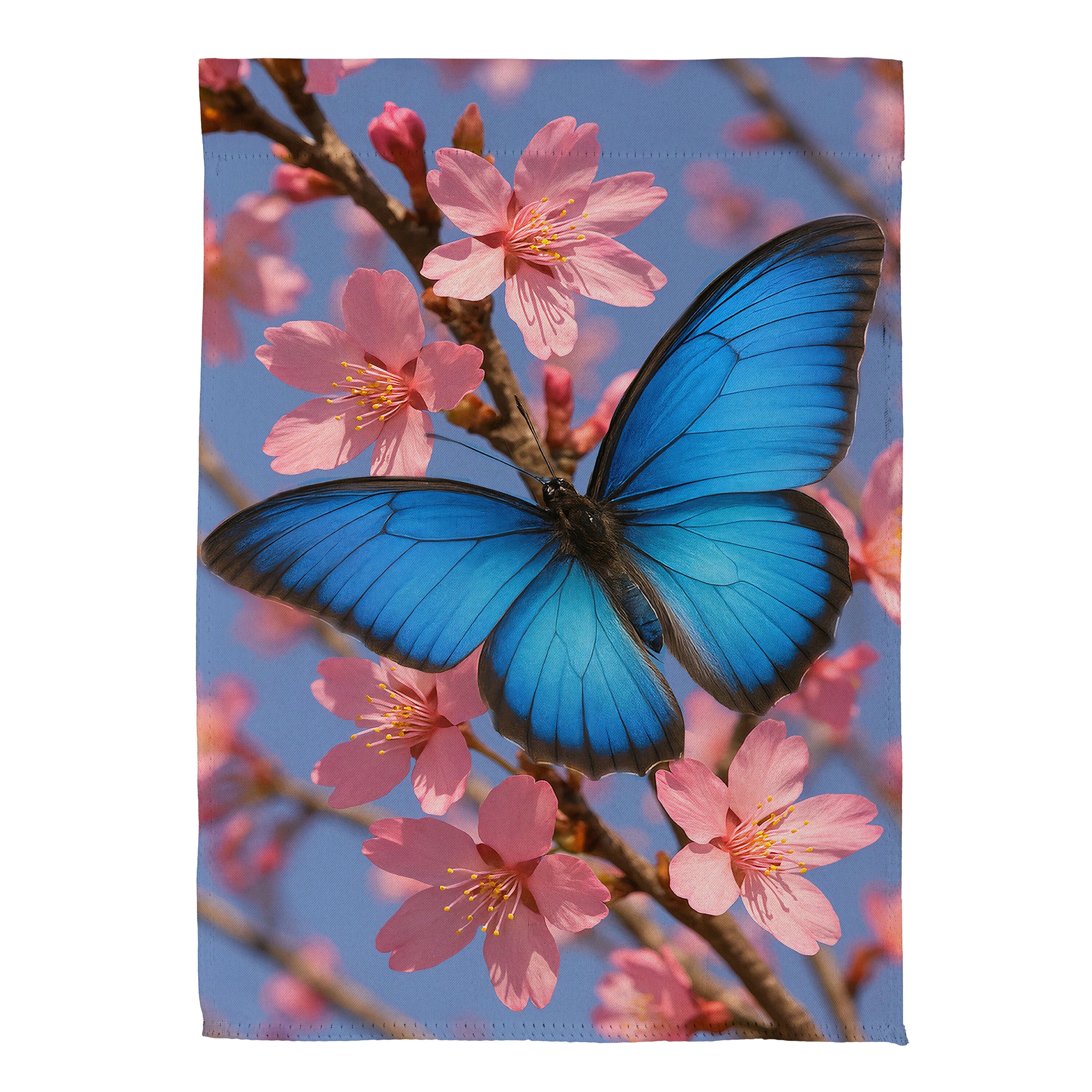 Butterfly and Cherry Blossom Delight Suede Garden Flag