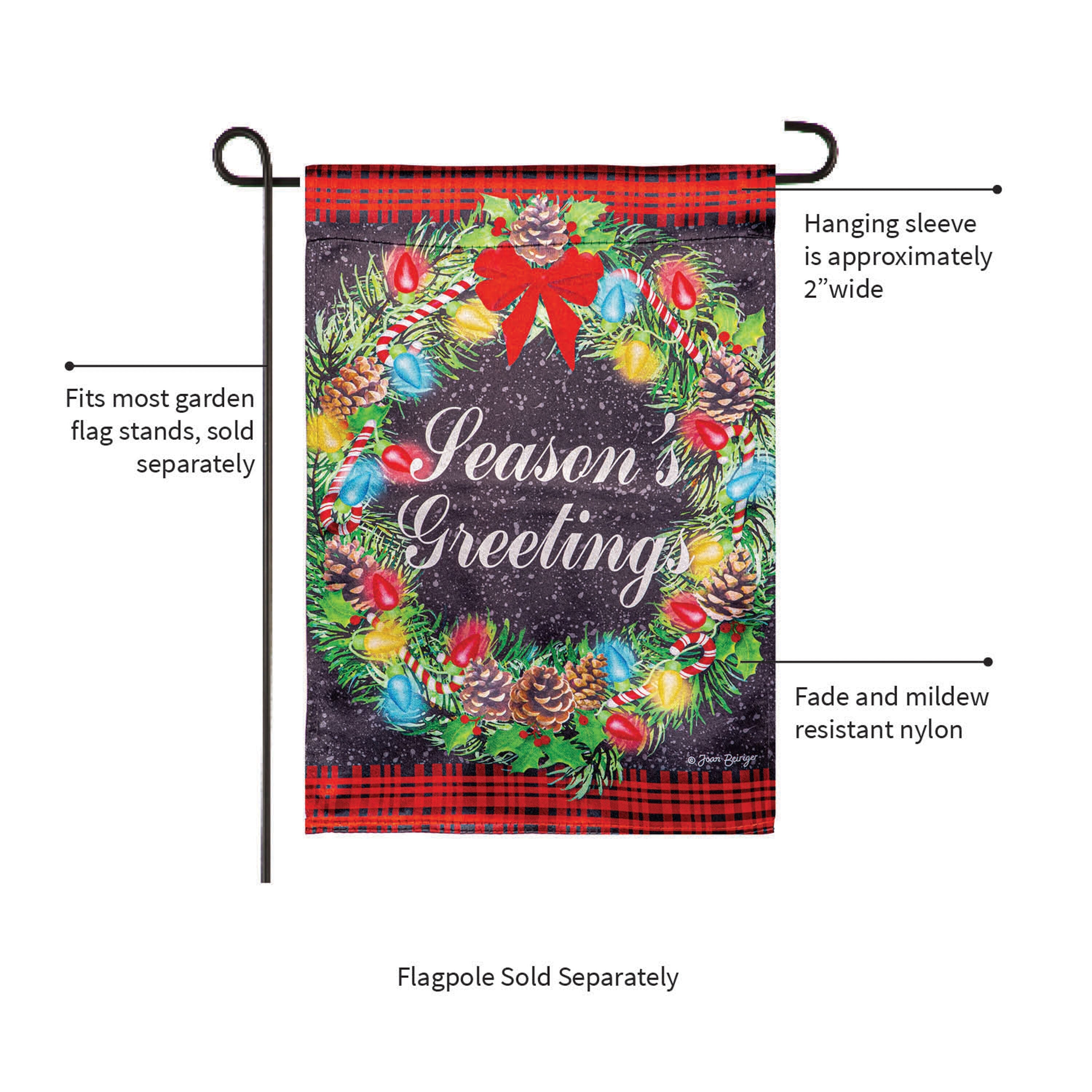 Season's Greeting Lustre Garden Flag