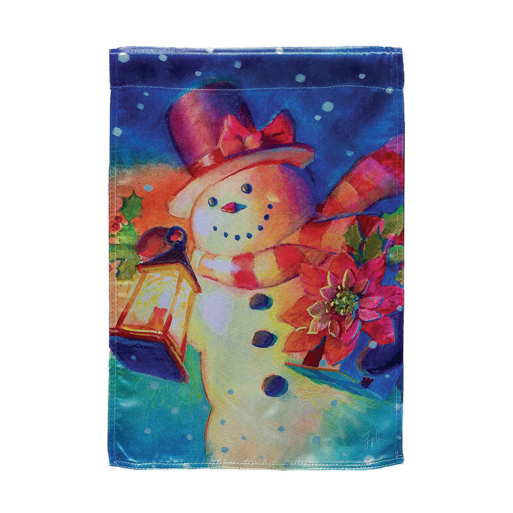 Lantern Snowman Lustre Garden Flag