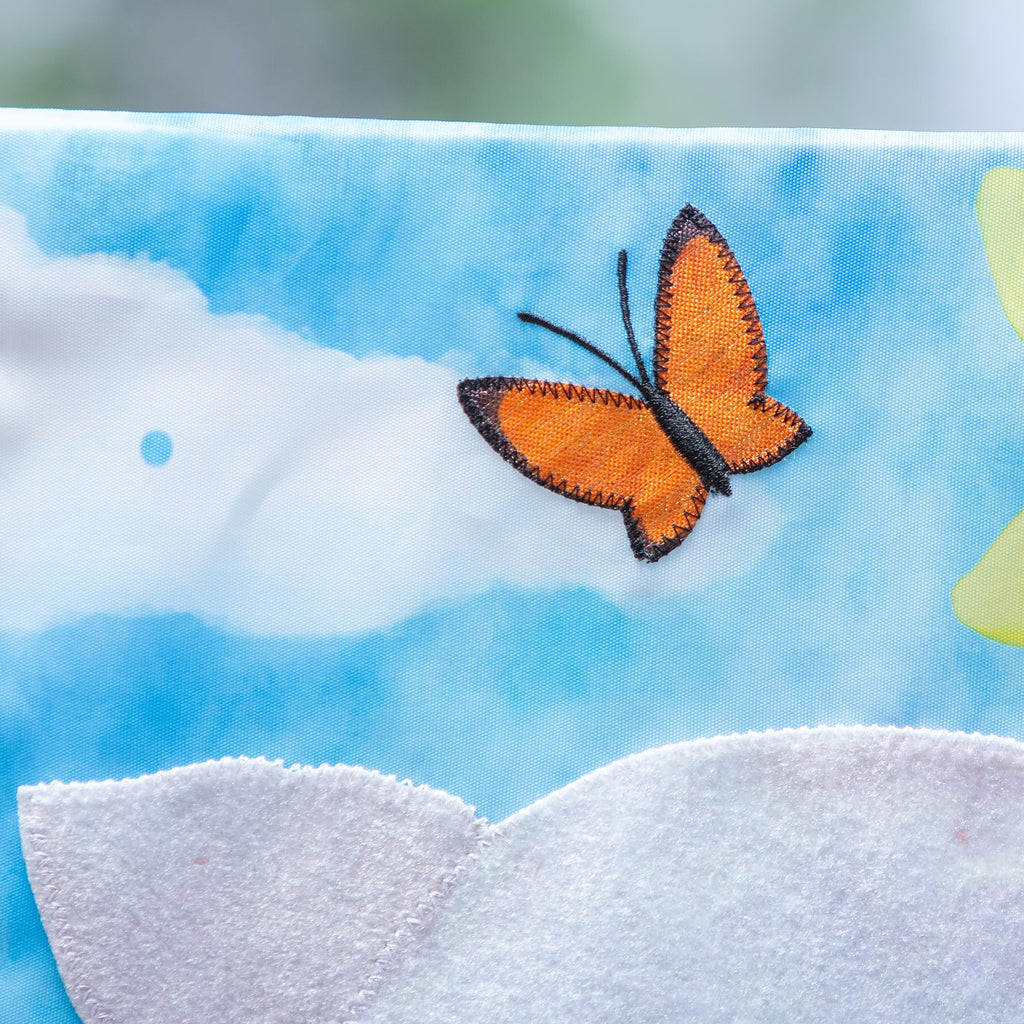 Lamb in Daffodil Field Applique Garden Flag