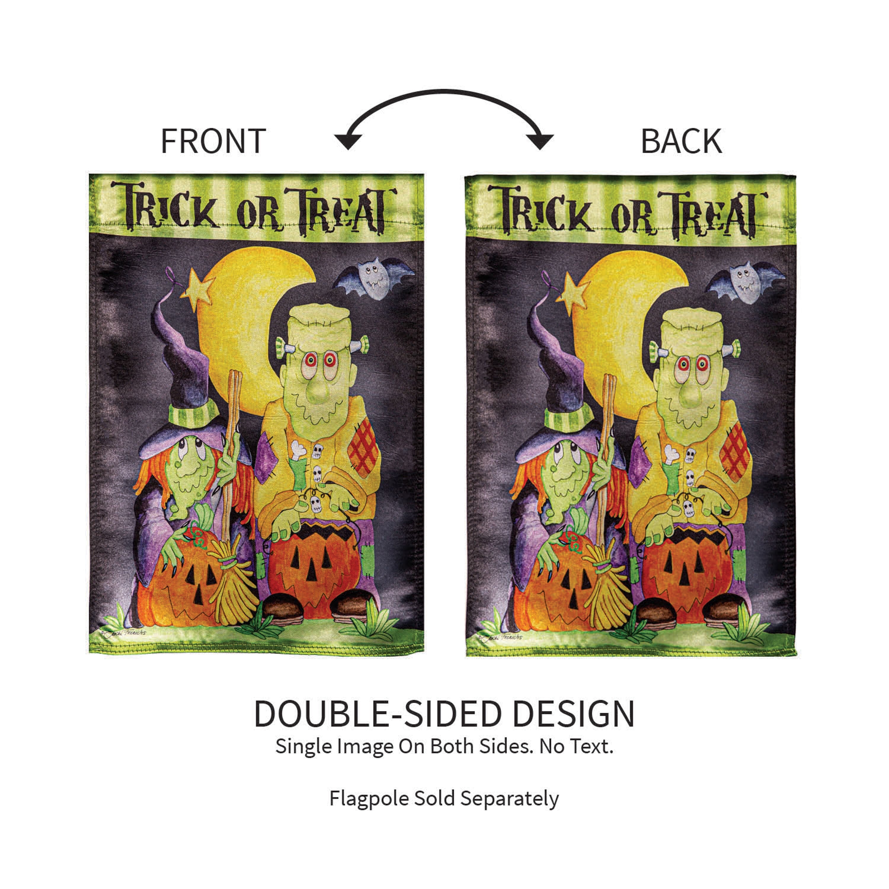 Scary Trick or Treat Lustre Garden Flag