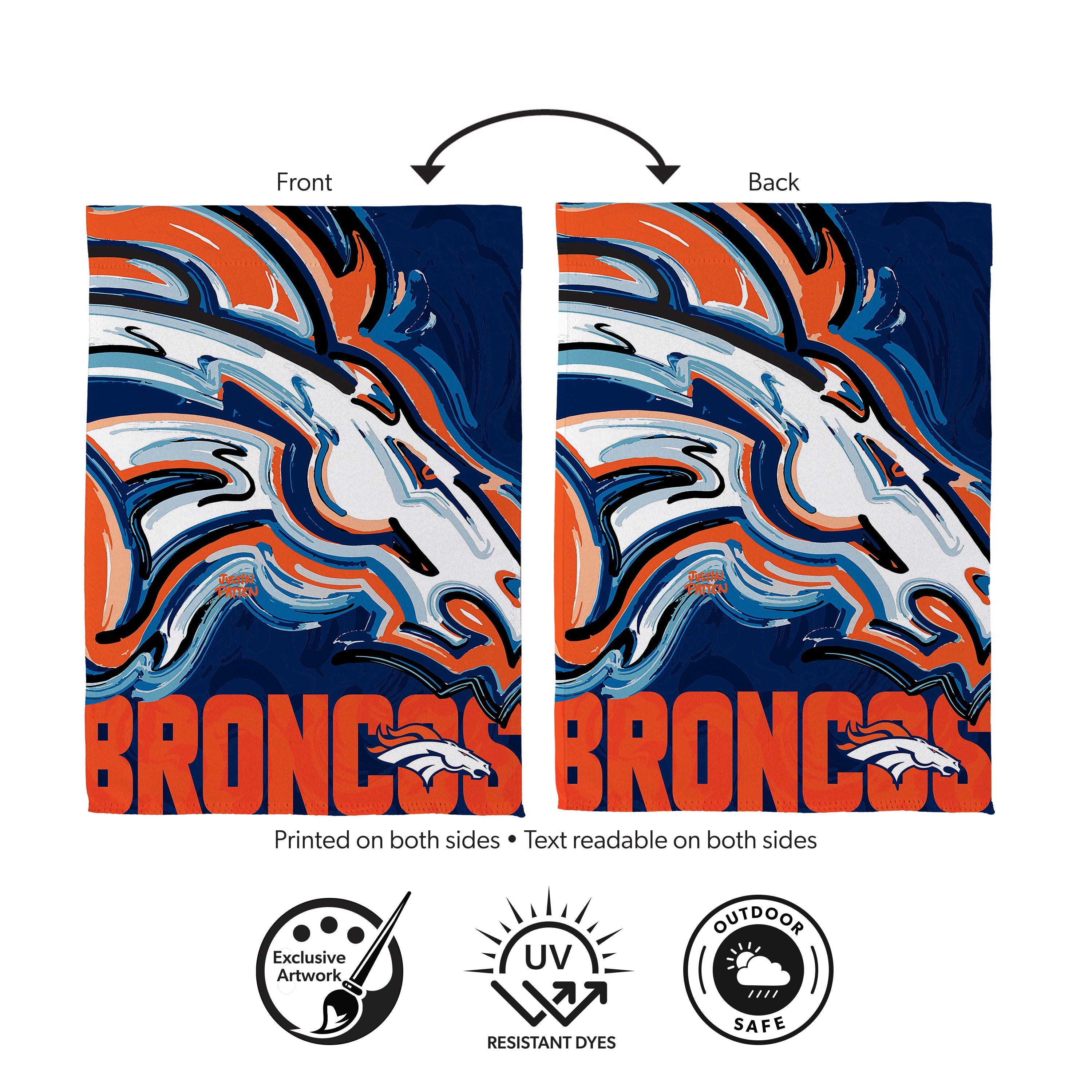 Denver Broncos Justin Patten Logo Suede Garden Flag