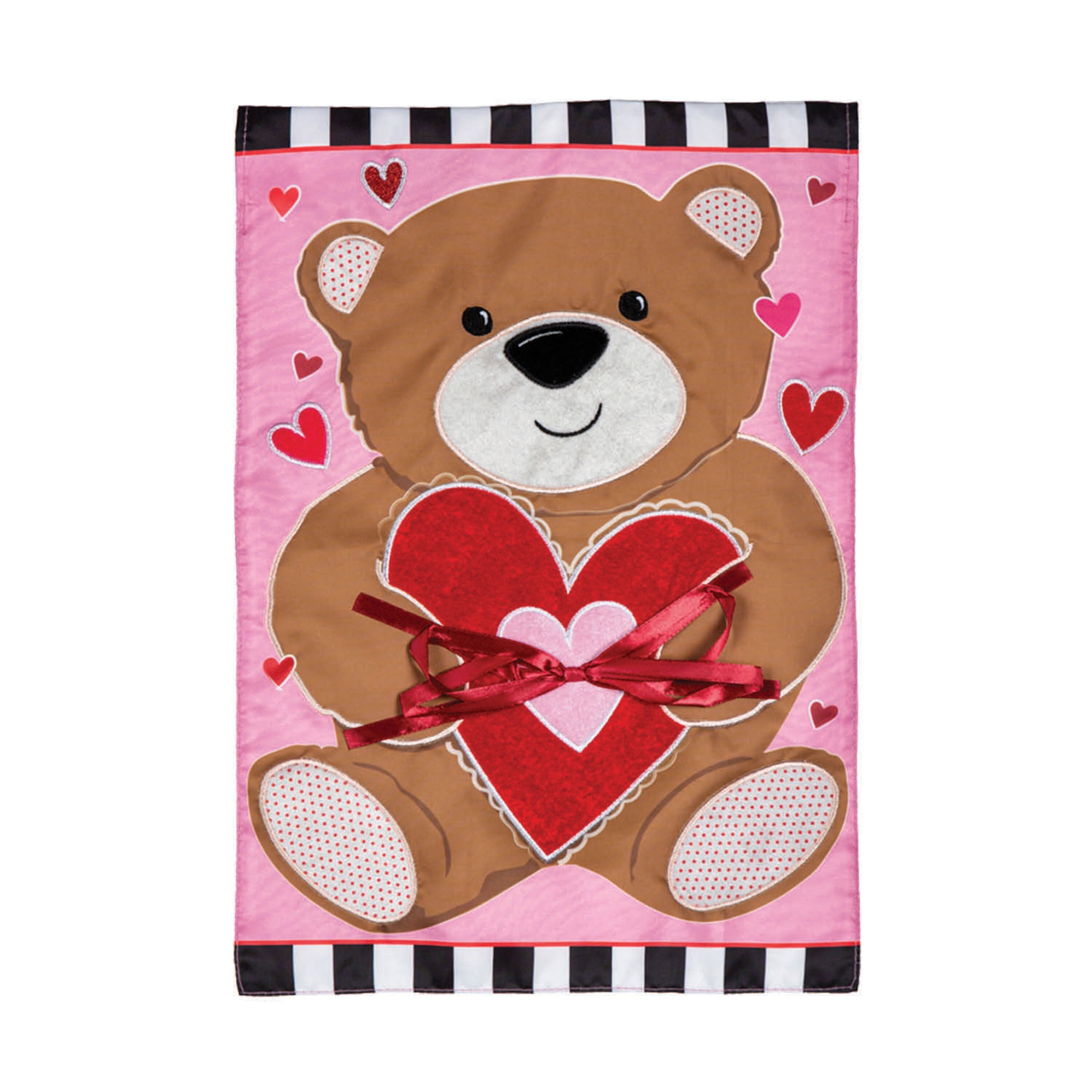 Valentine's Bear Applique Garden Flag