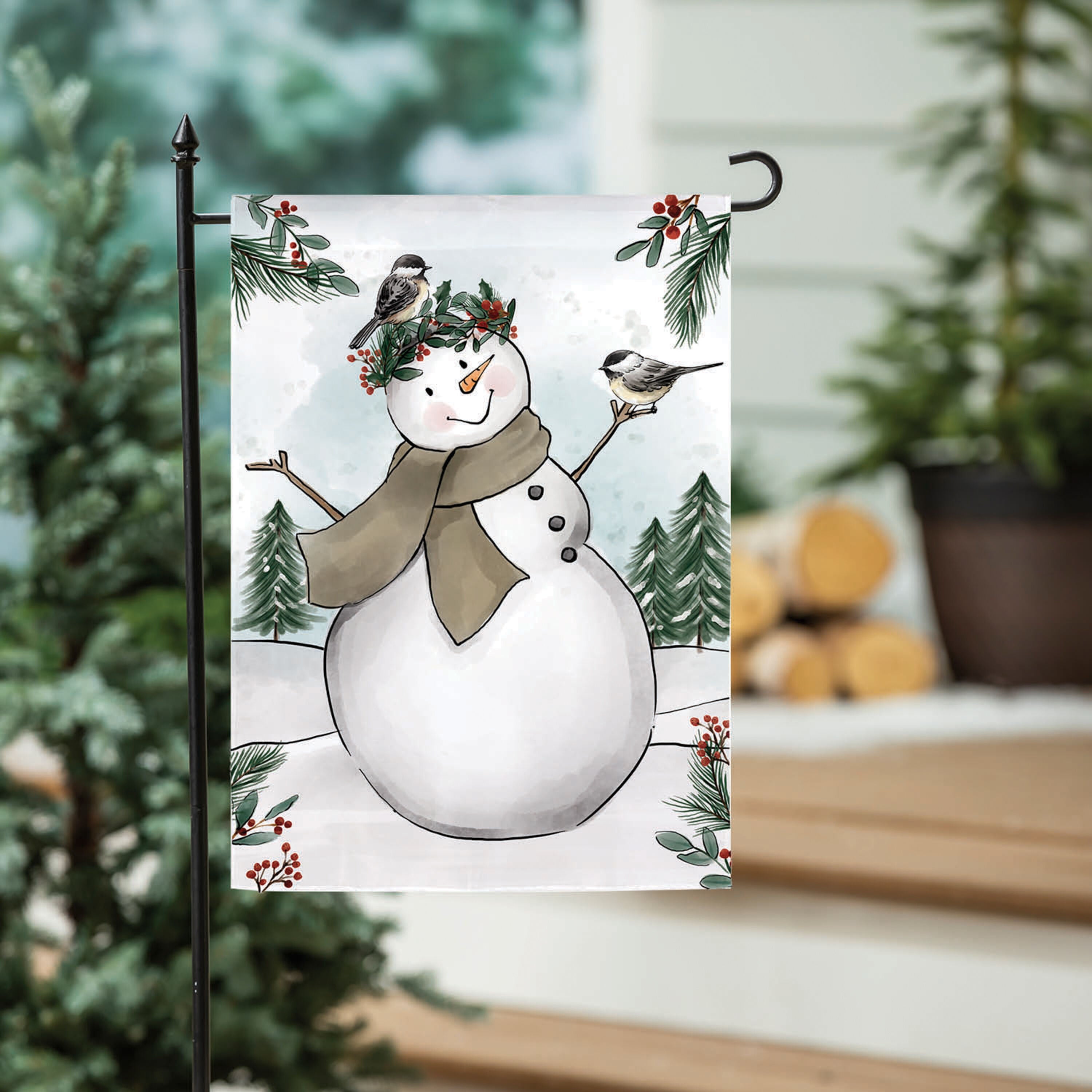 Snowman Applique Garden Flag
