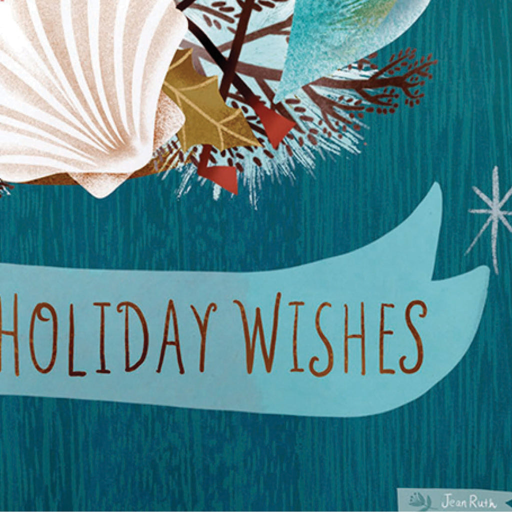 Coastal Christmas Wreath Suede Garden Flag