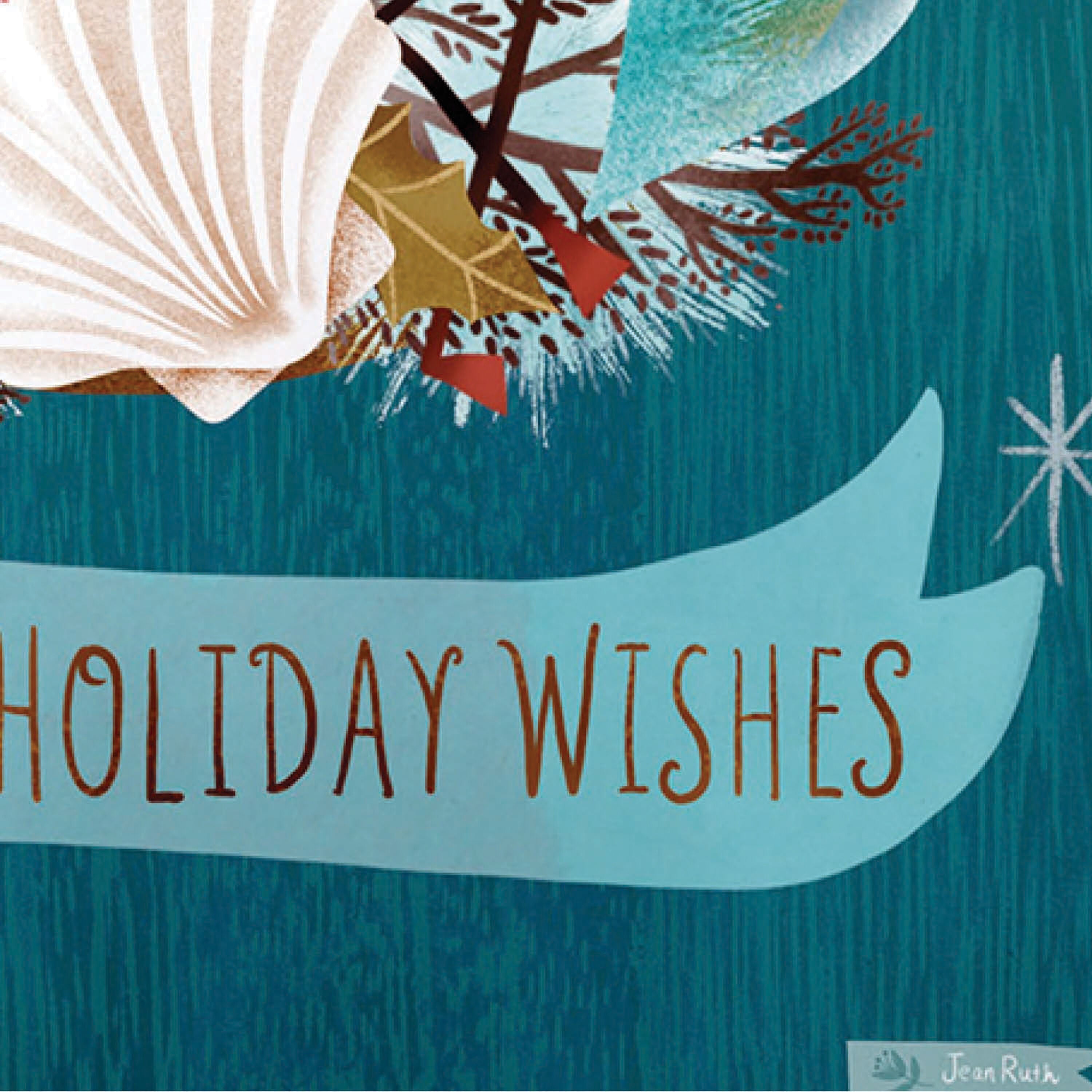 Coastal Christmas Wreath Suede Garden Flag