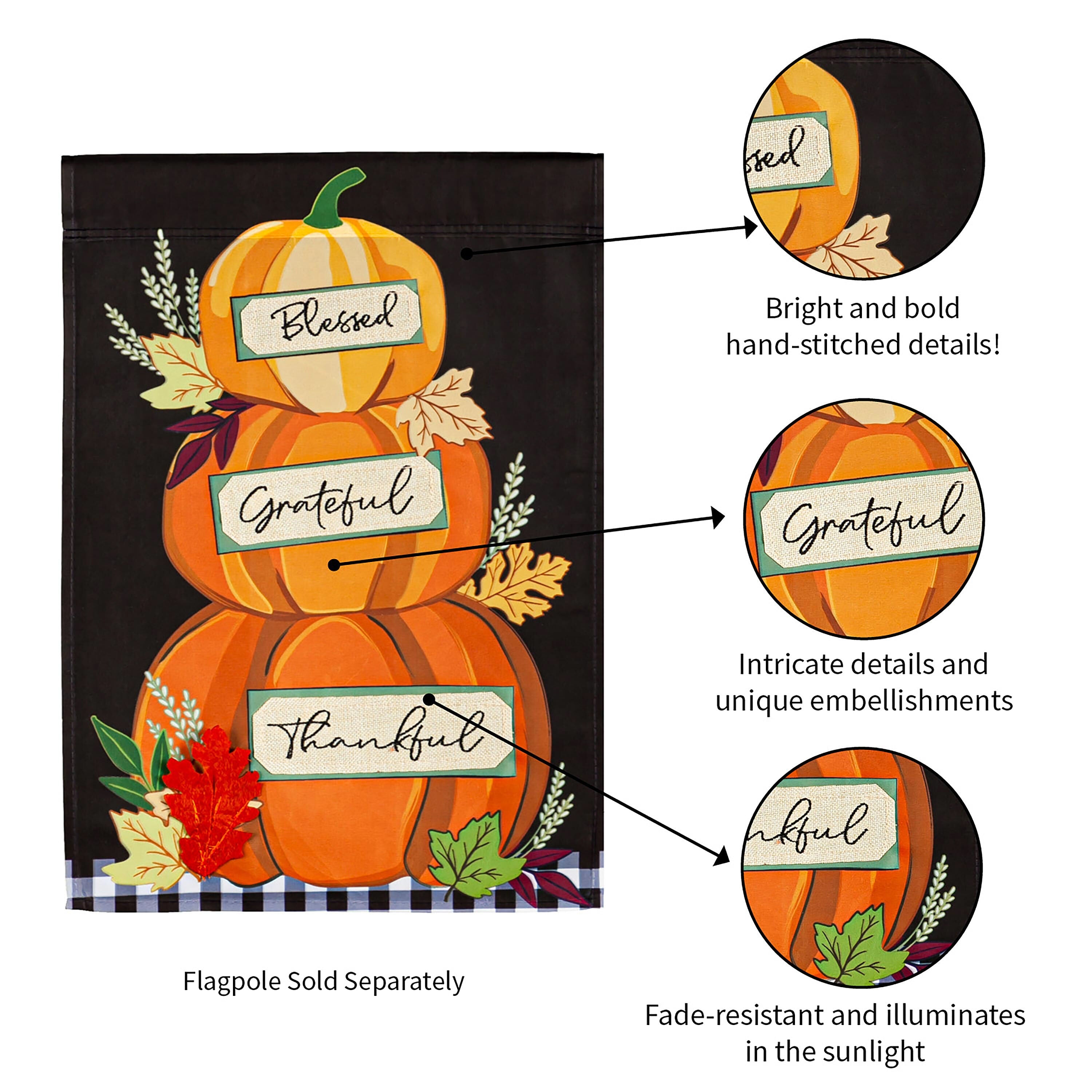 Stacked Pumpkins House Applique Flag