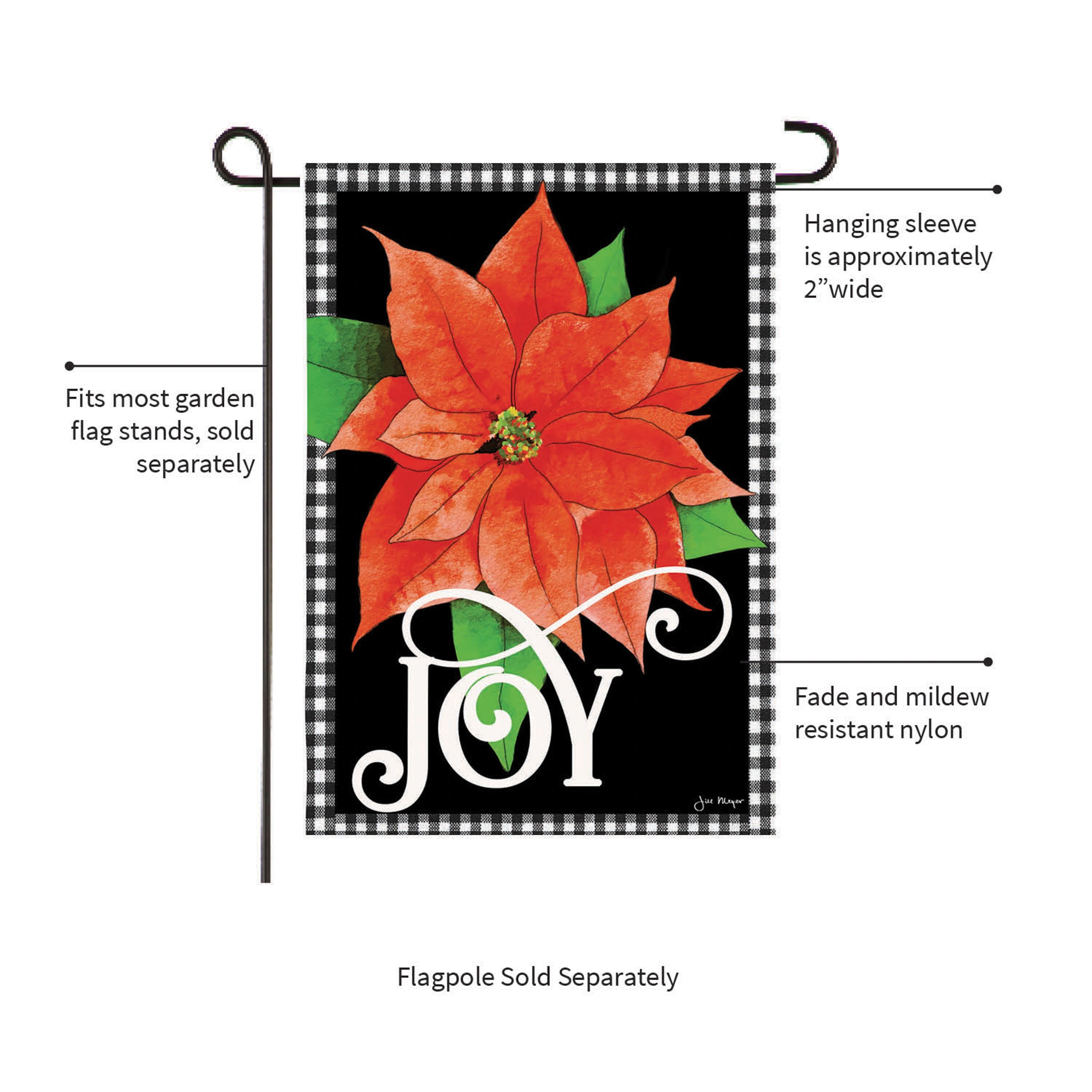 Joy Poinsettia Burlap Garden Flag
