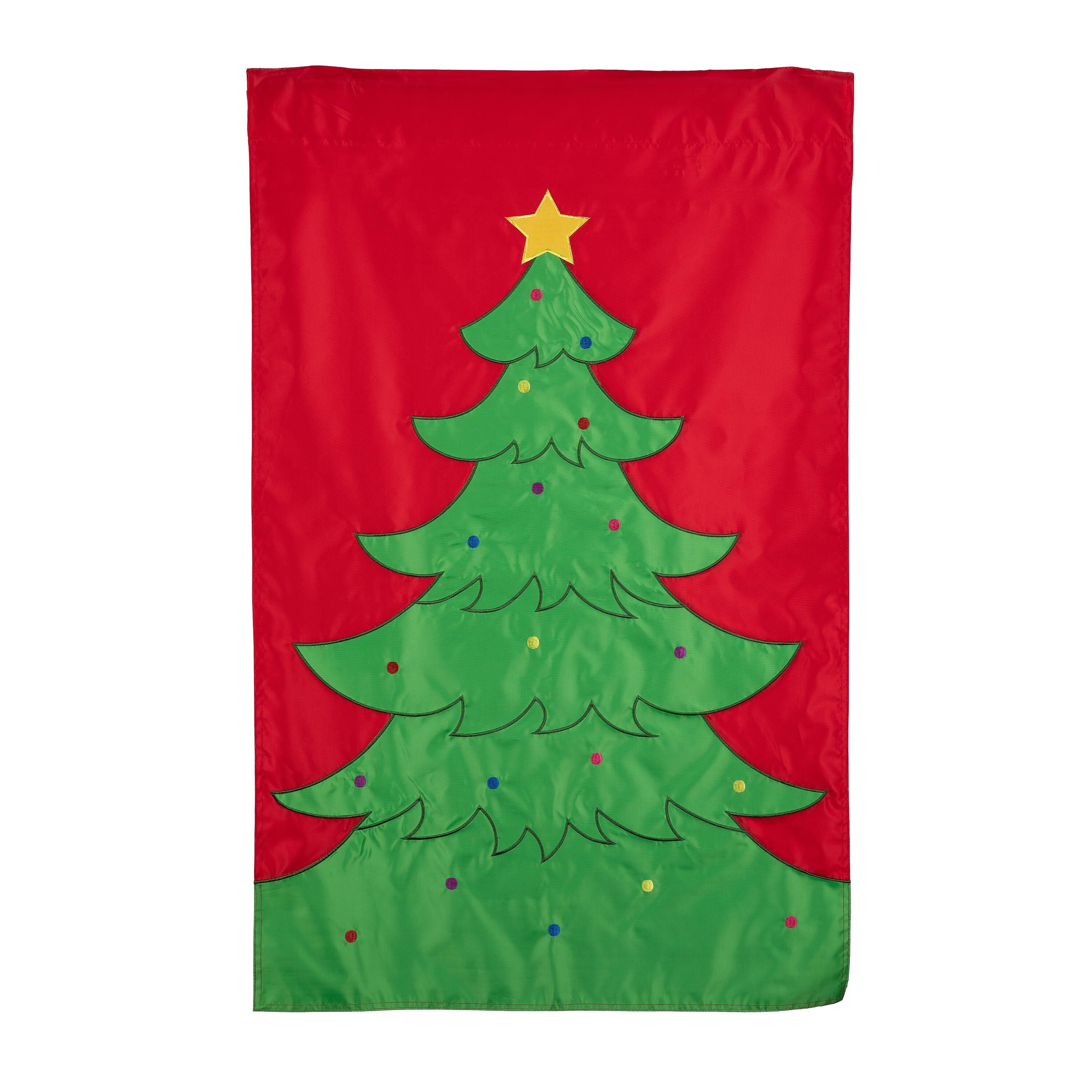 Classic Christmas Tree Basic Applique House Flag