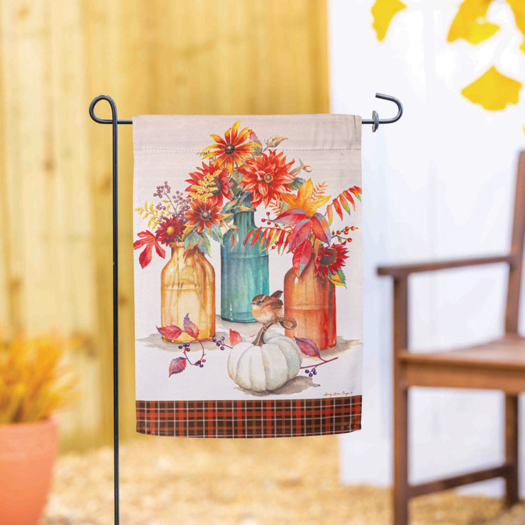 Collecting Autumn Suede Garden Flag
