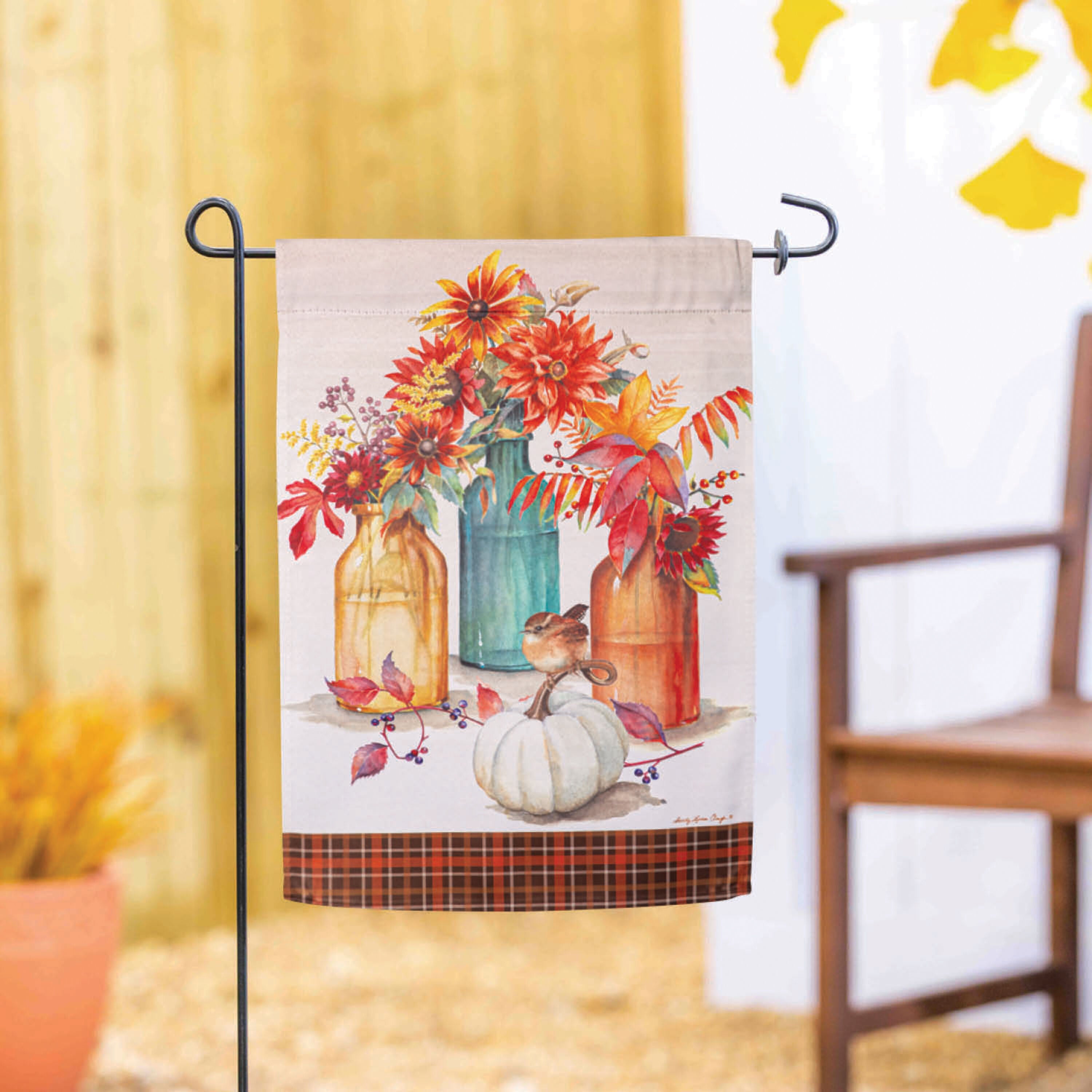 Collecting Autumn Suede Garden Flag