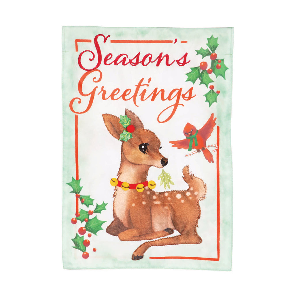 Seasons Greetings Applique Garden Flag