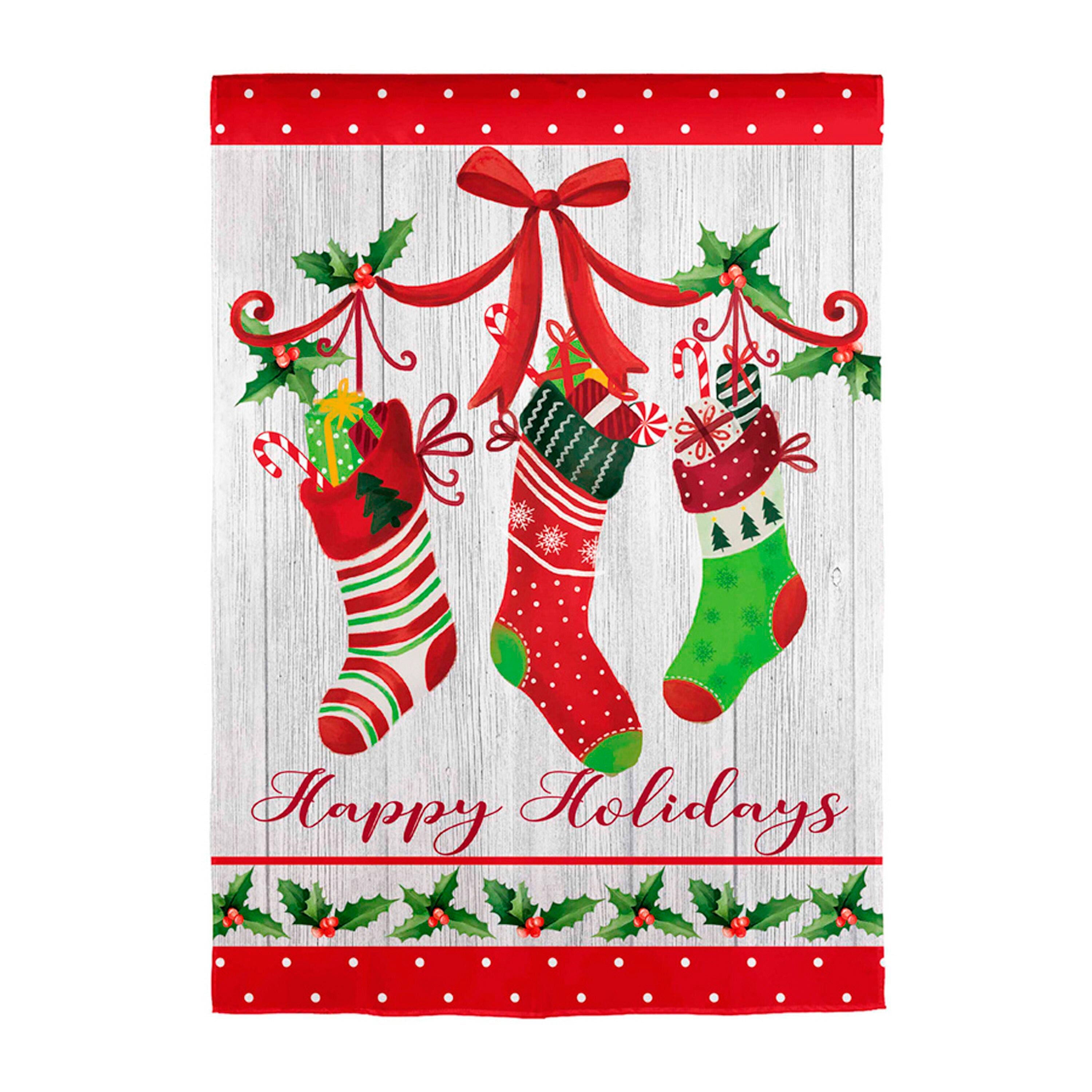 Merry Christmas Stocking Applique House Flag