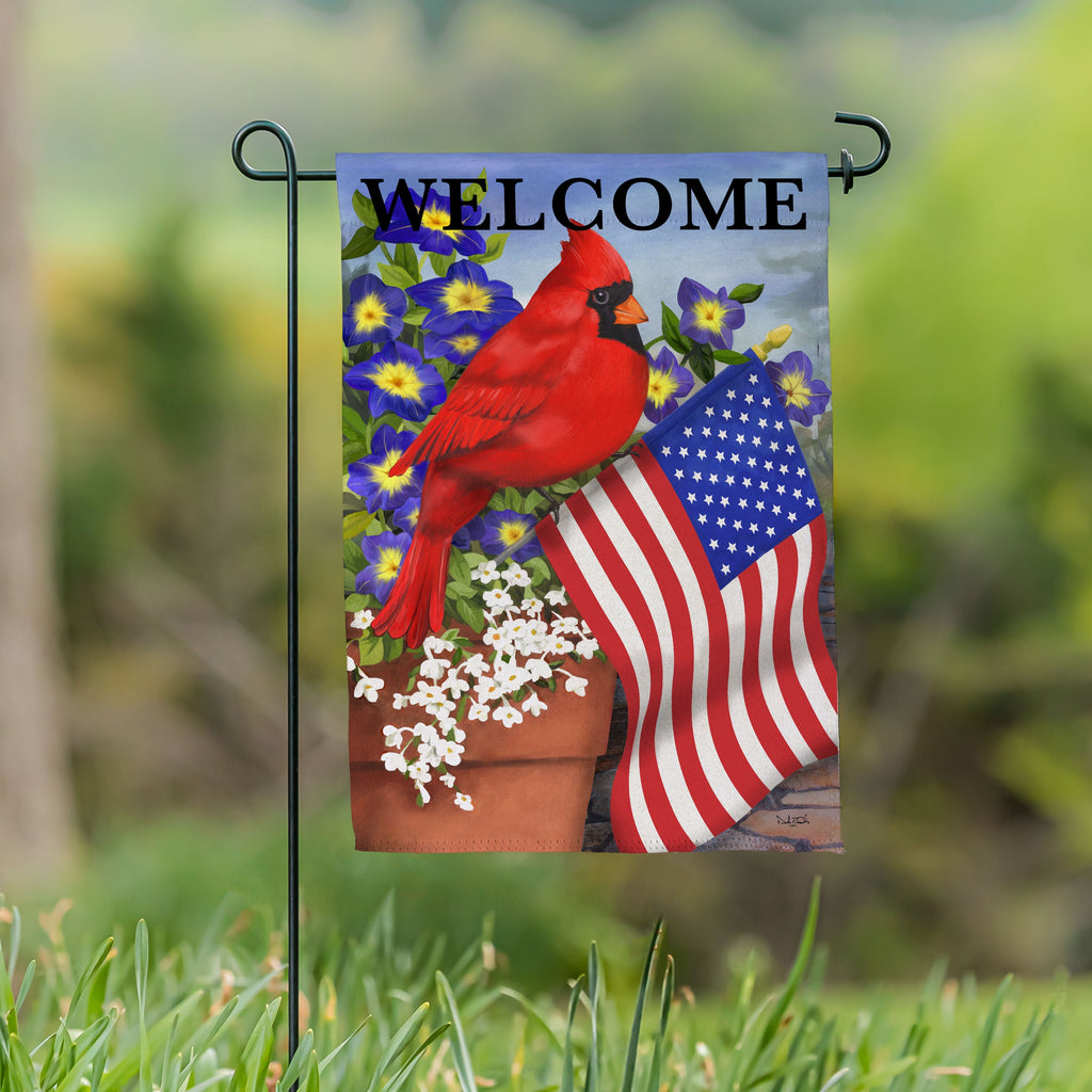 Cardinal Glory Suede Garden Flag