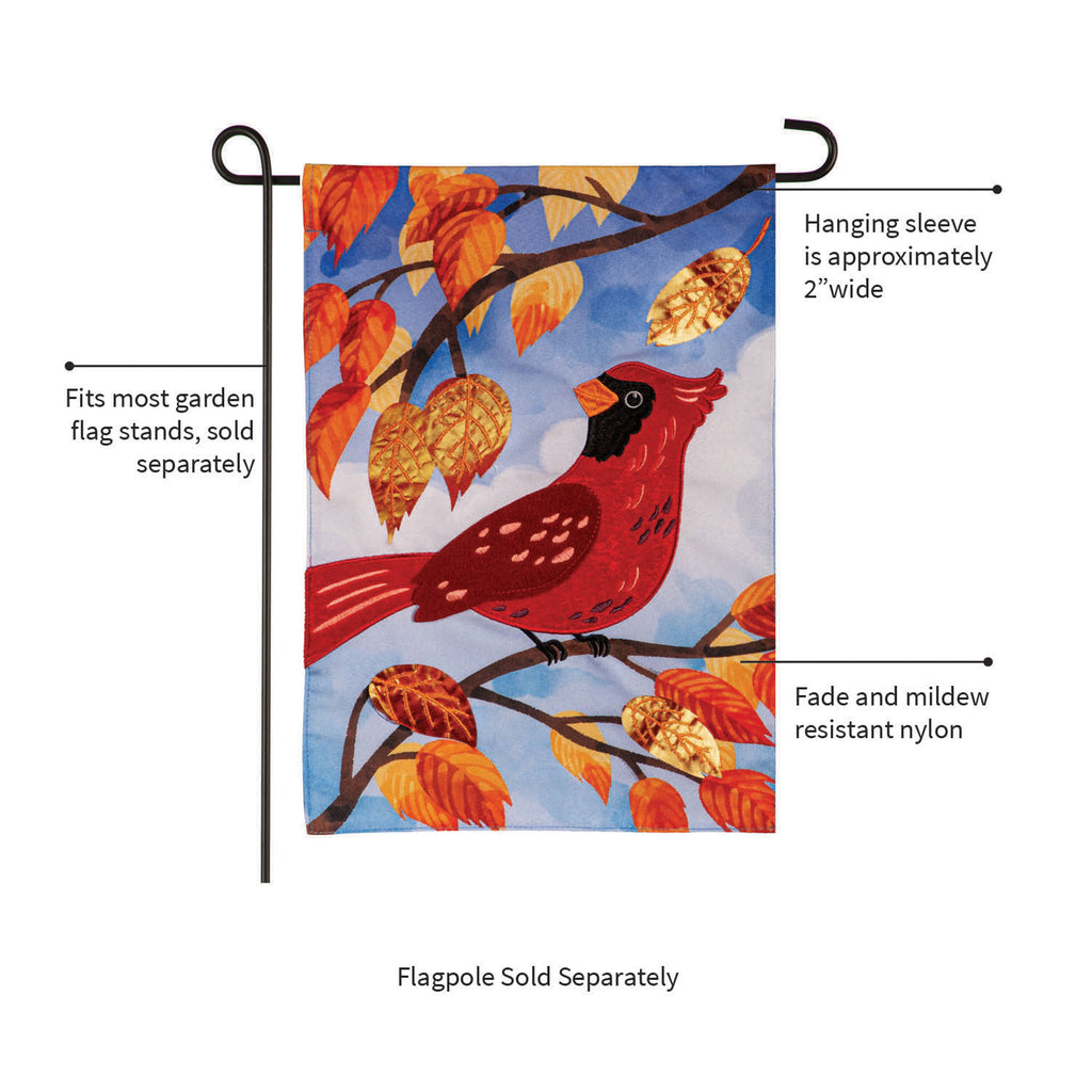 Cardinal in Fall Tree Applique Garden Flag