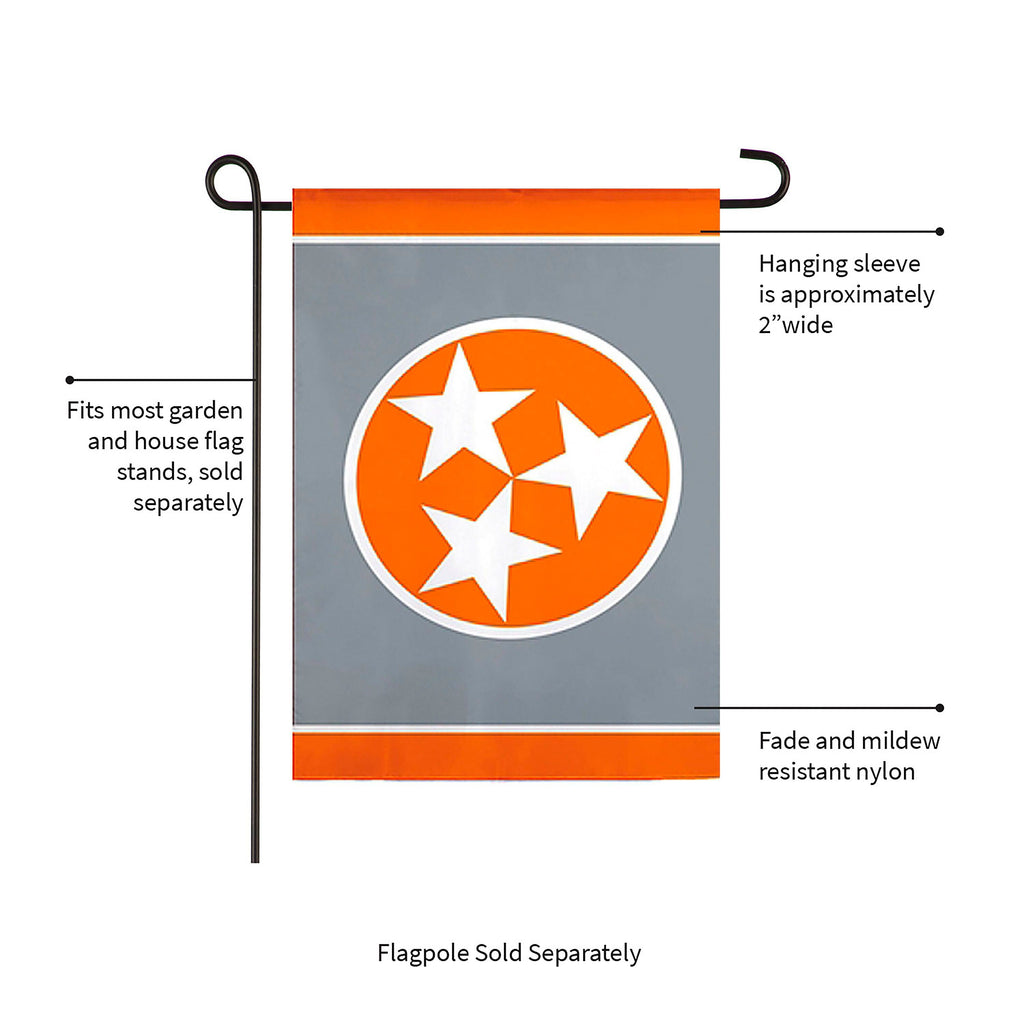 Tennessee Tri Star, Grey Garden Applique Flag