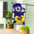Vibrant Pansies Applique House Flag