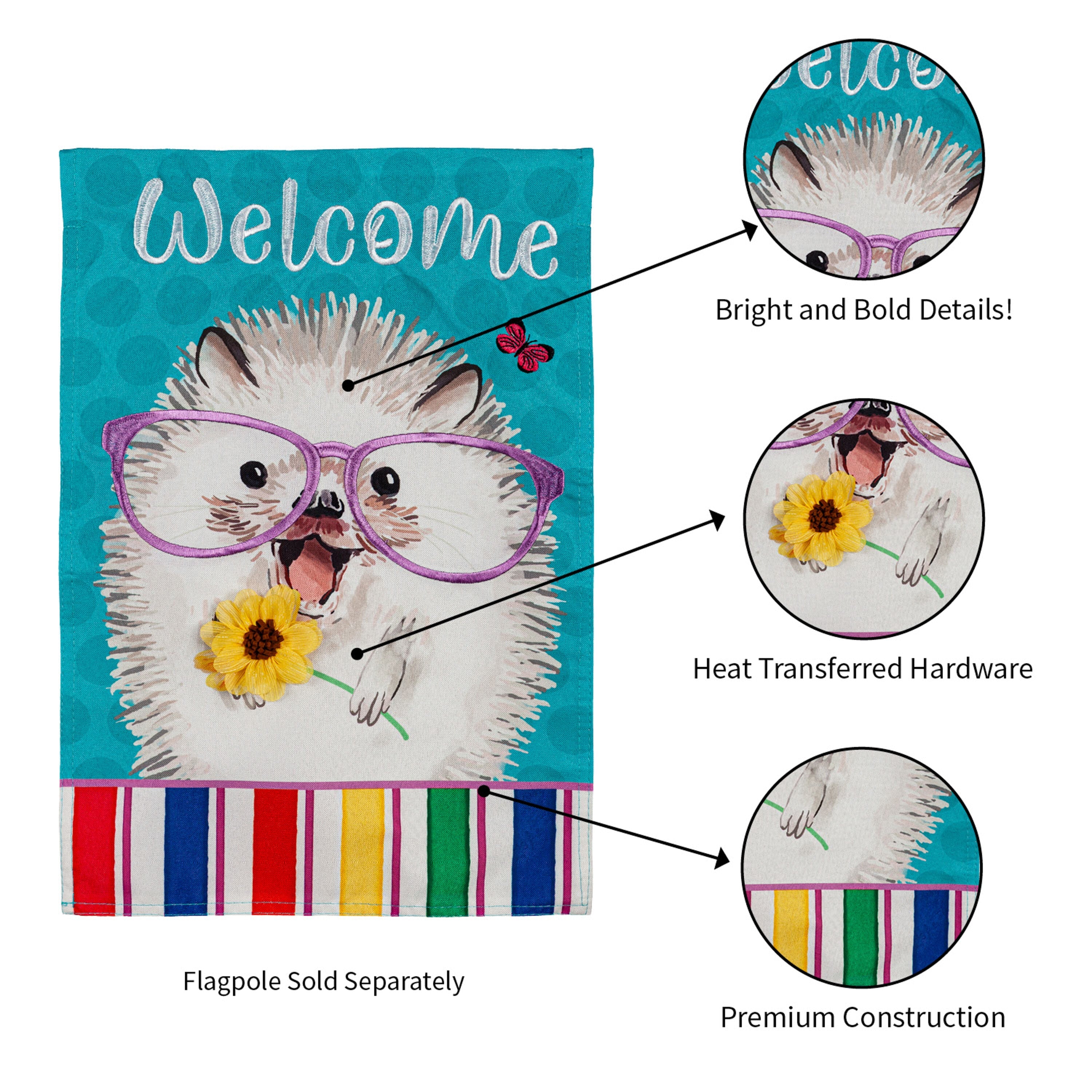 Hedgehog Pal Garden Linen Flag