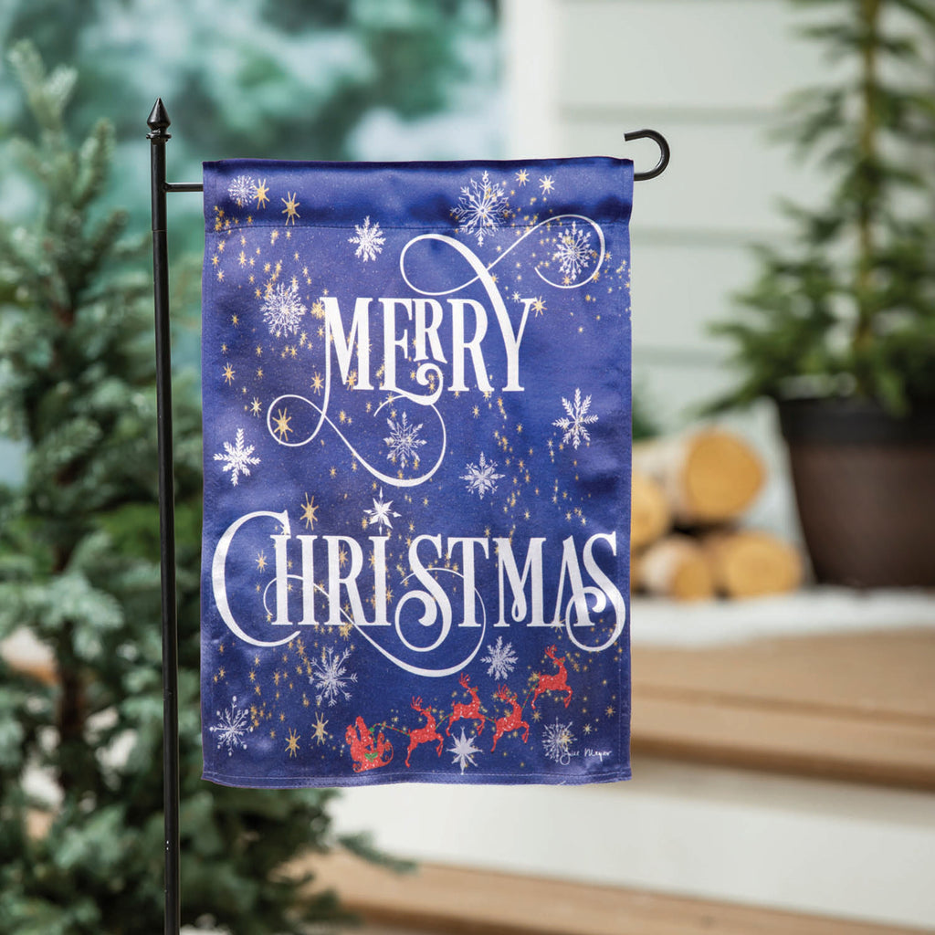 Merry Christmas Snowflake Lustre Garden Flag