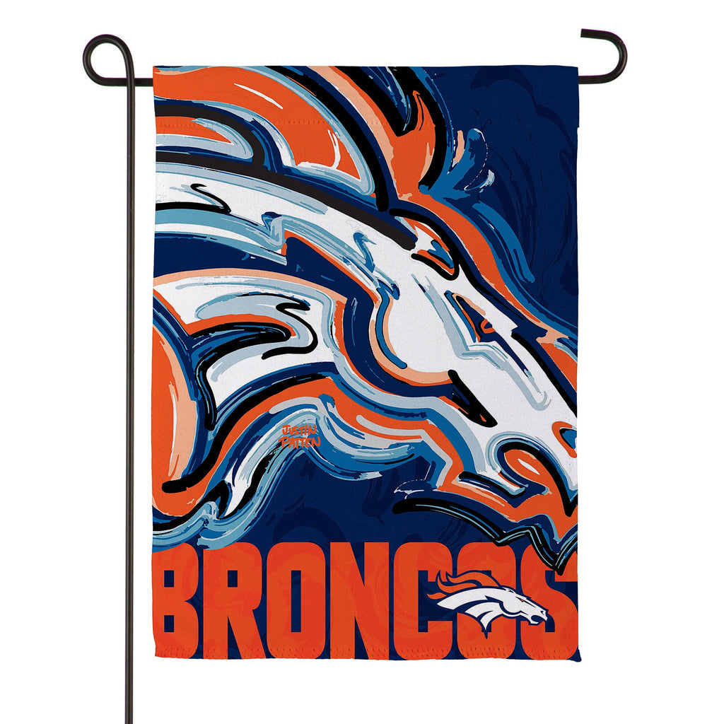 Denver Broncos Justin Patten Logo Suede Garden Flag