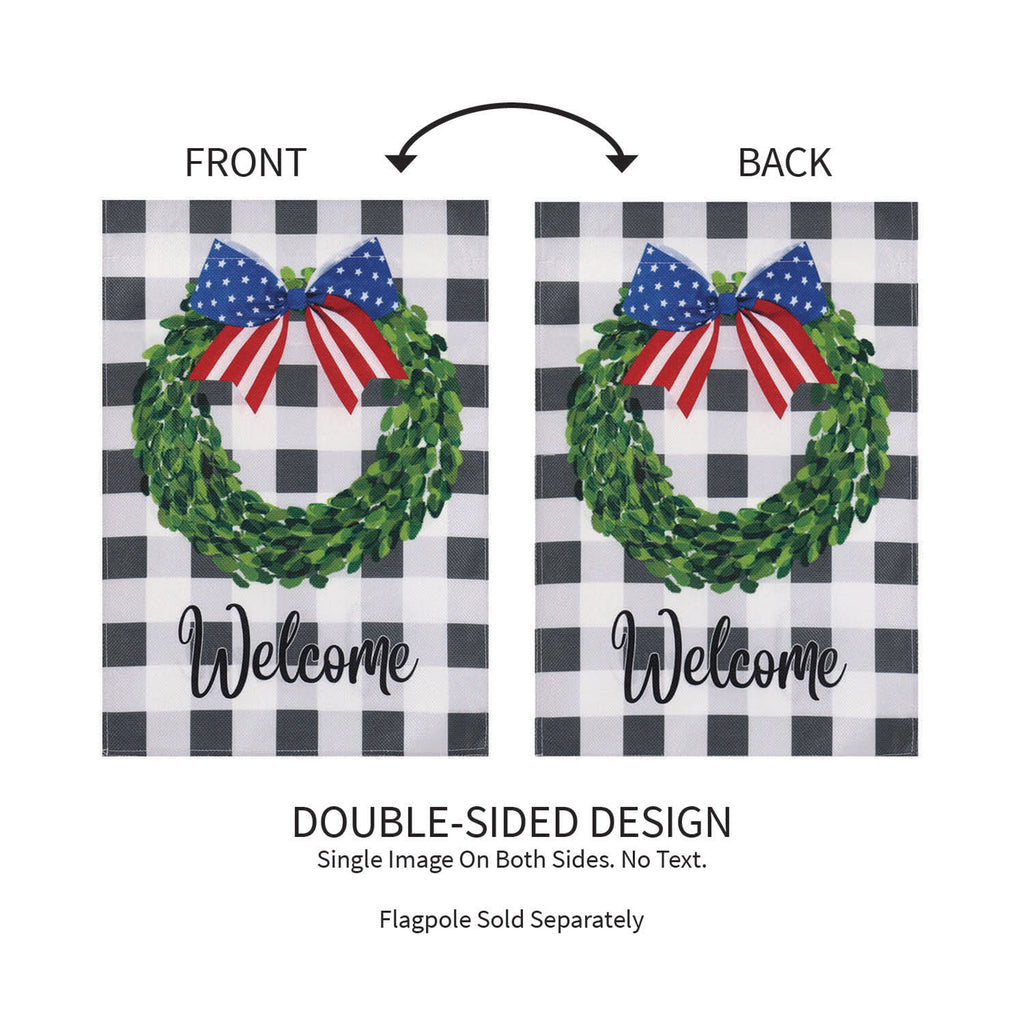 Boxwood Plaid Garden Burlap Flag