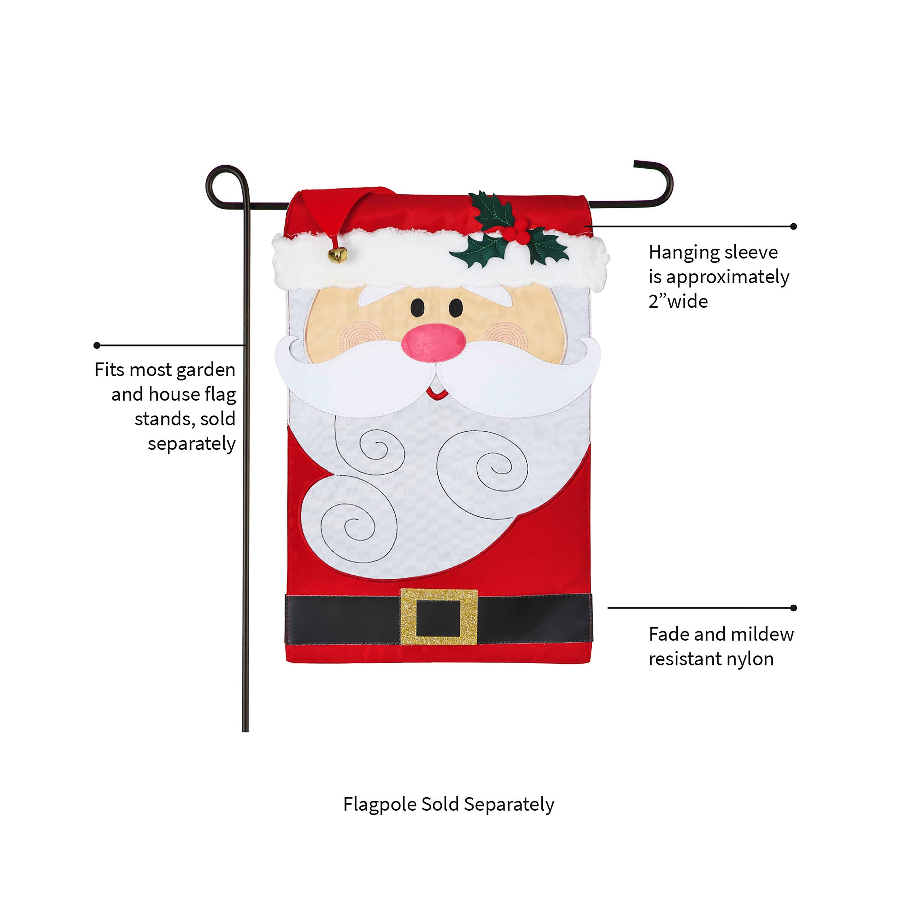 Santa Claus Garden Applique Flag