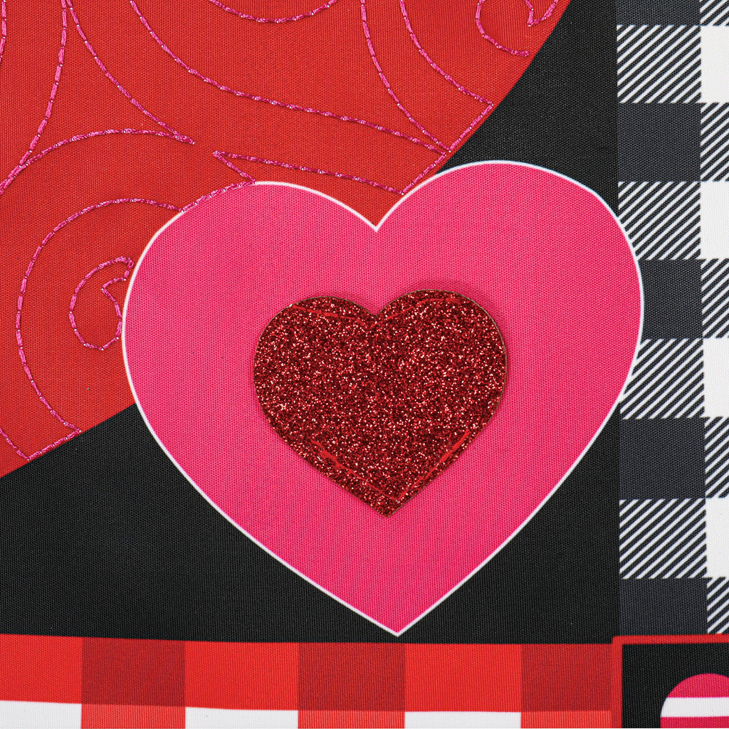 Valentine's Heart Patterned Border Garden Applique Flag