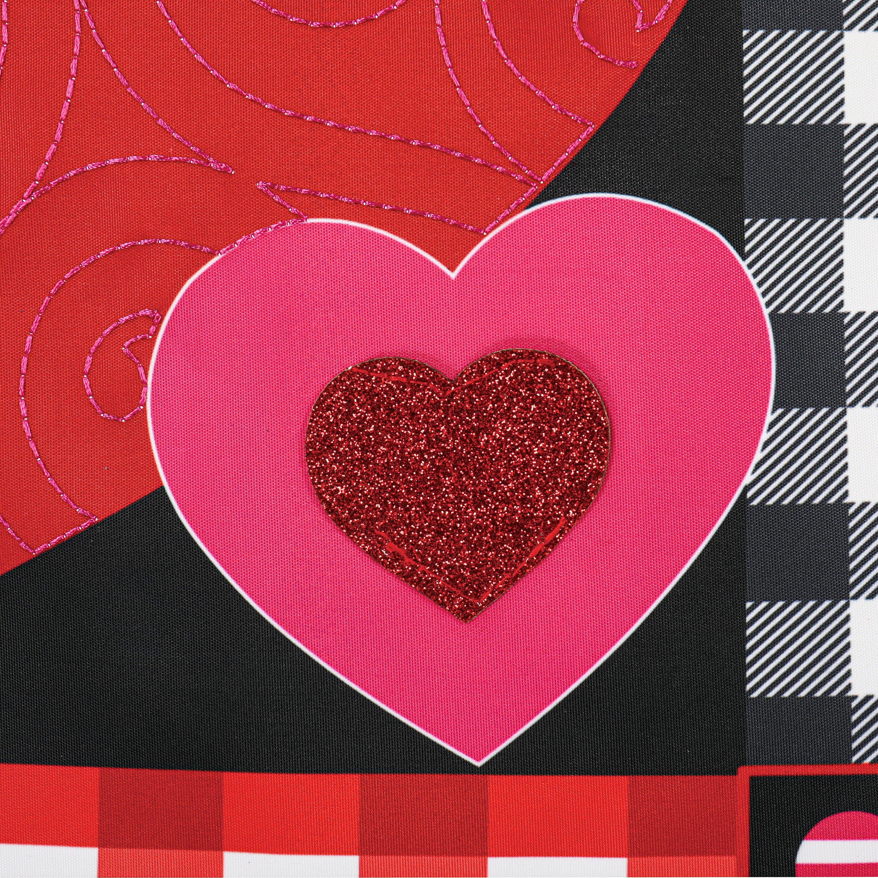 Valentine's Heart Patterned Border Garden Applique Flag