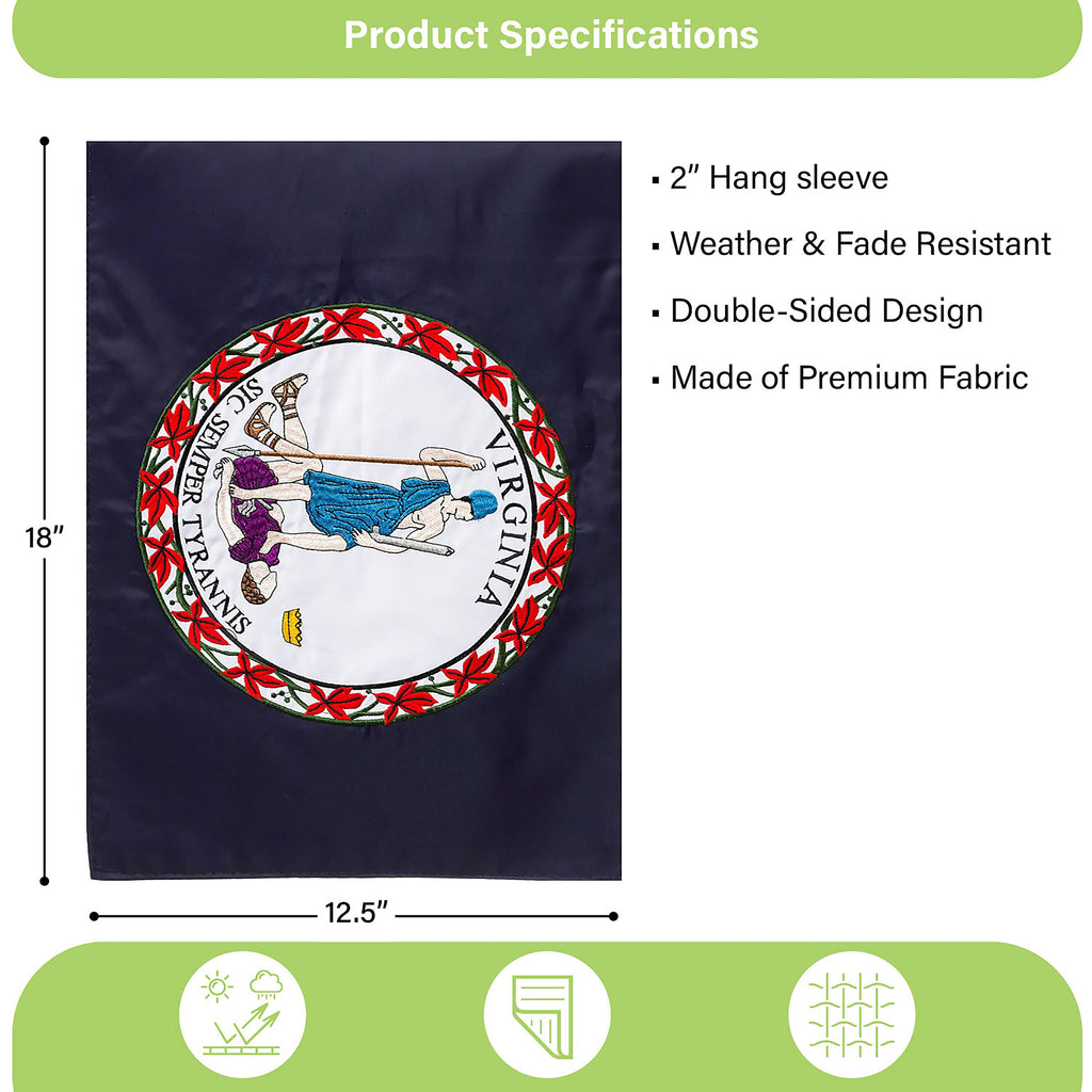 Virginia State Flag Garden Applique Flag