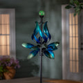 Seaside Retreat Wind Spinner, Solar Blue & Teal Floral Gradient, 82"H