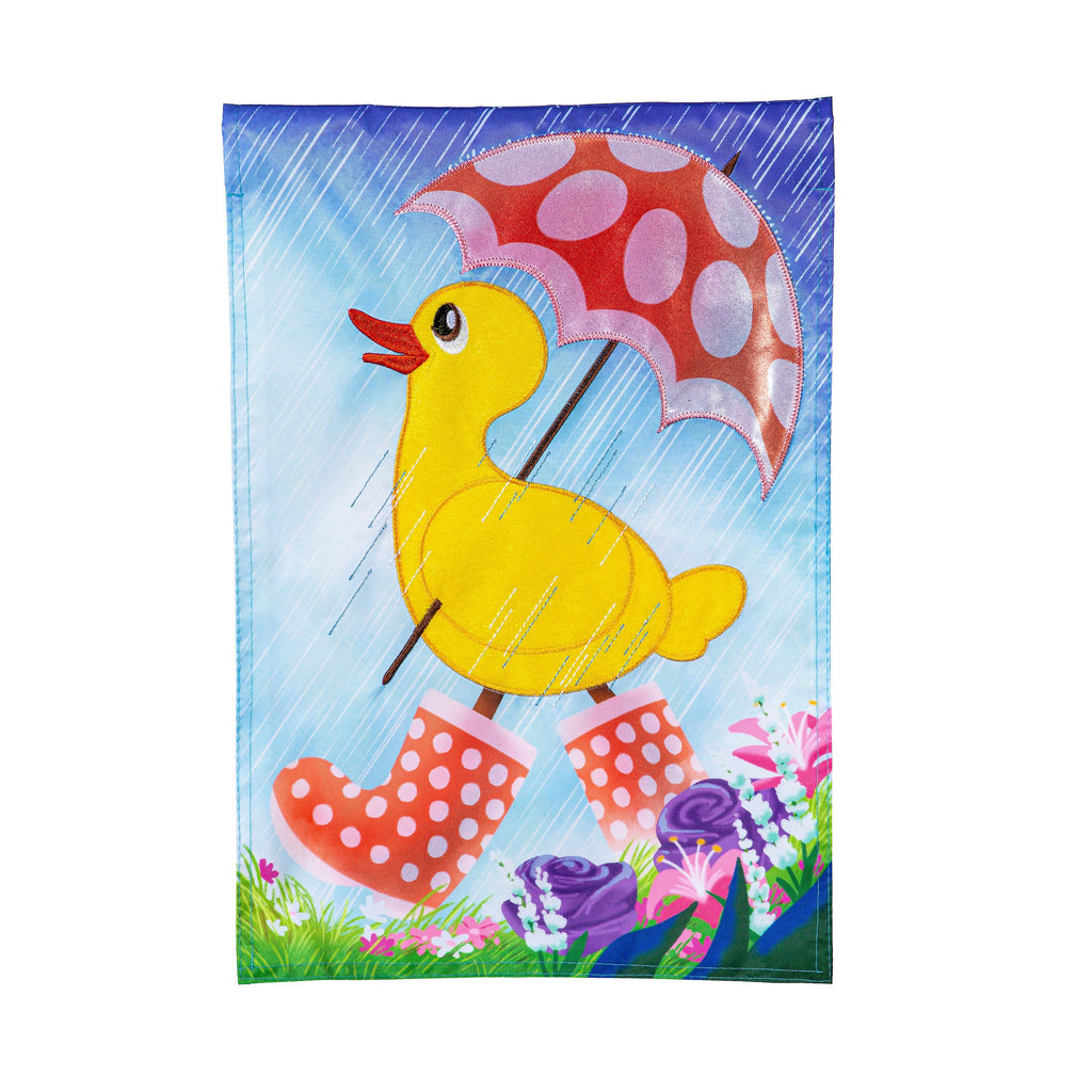 Spring Duckling Applique Garden Flag