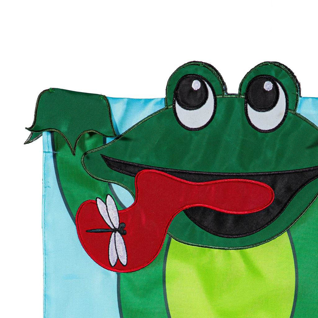 Deluxe 3D Frog Applique Garden Flag