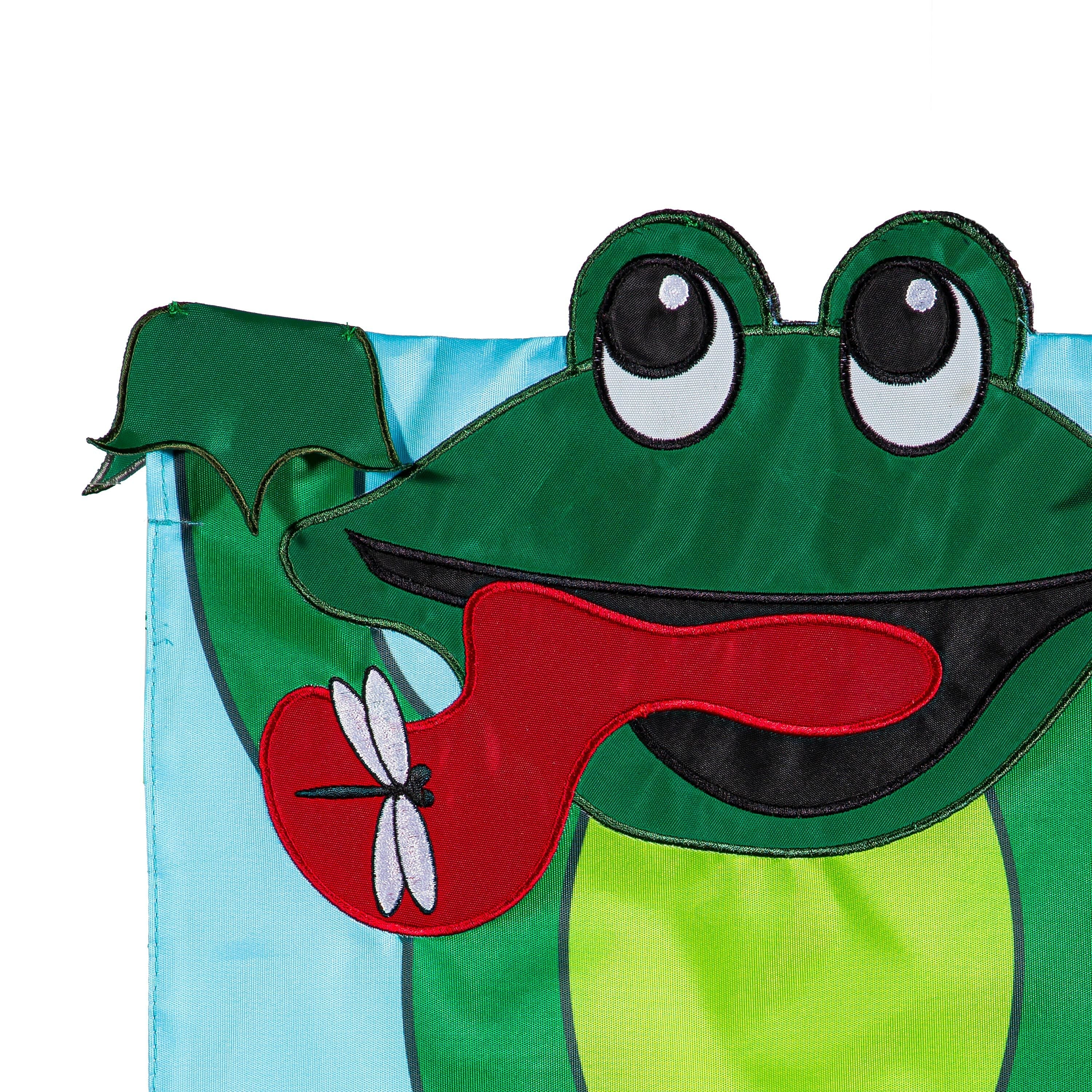 Deluxe 3D Frog Applique Garden Flag