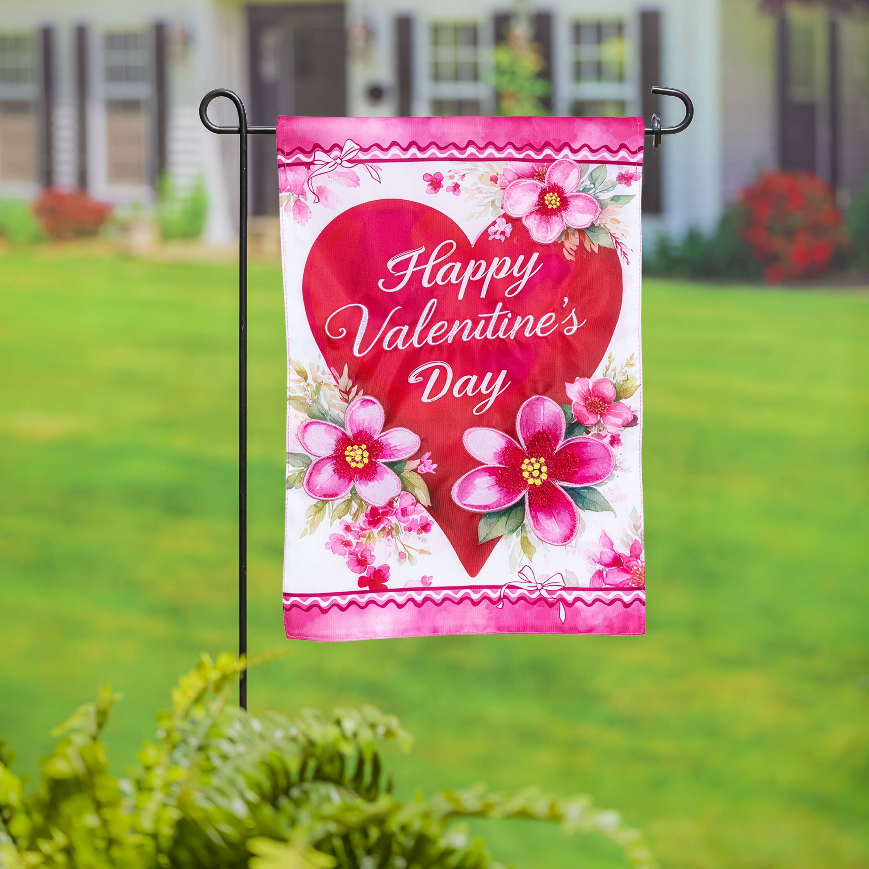 Happy Valentine’s Day Heart Applique Garden Flag