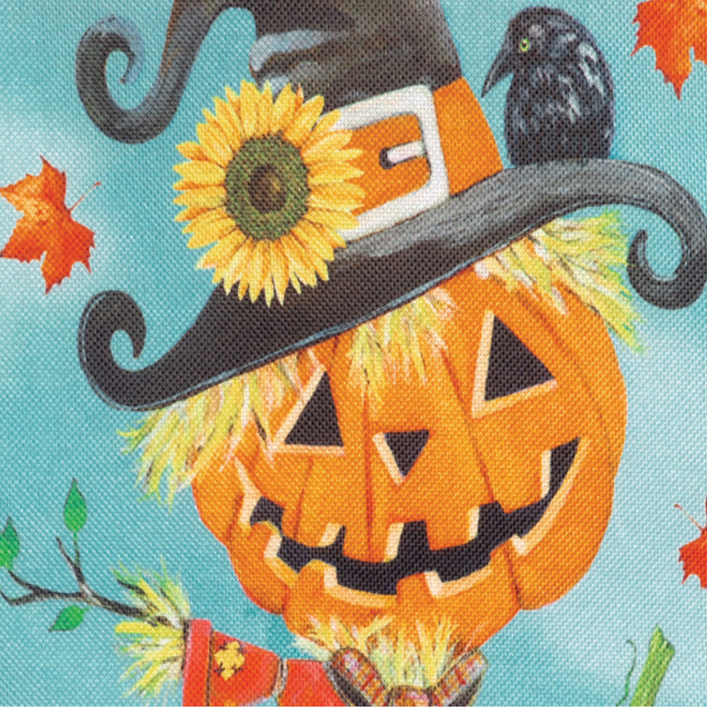Hello Pumpkin Scarecrow Burlap Garden Flag