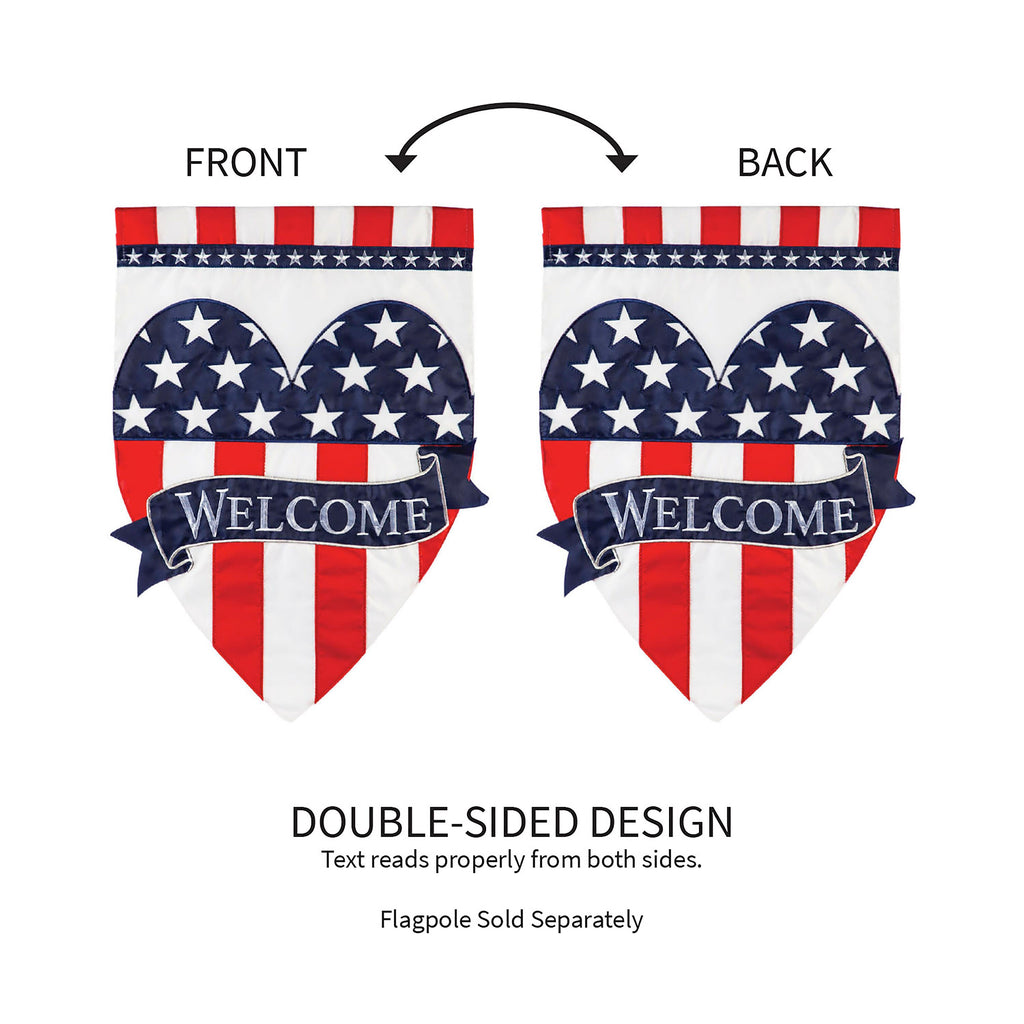 Patriotic Heart Garden Applique Flag