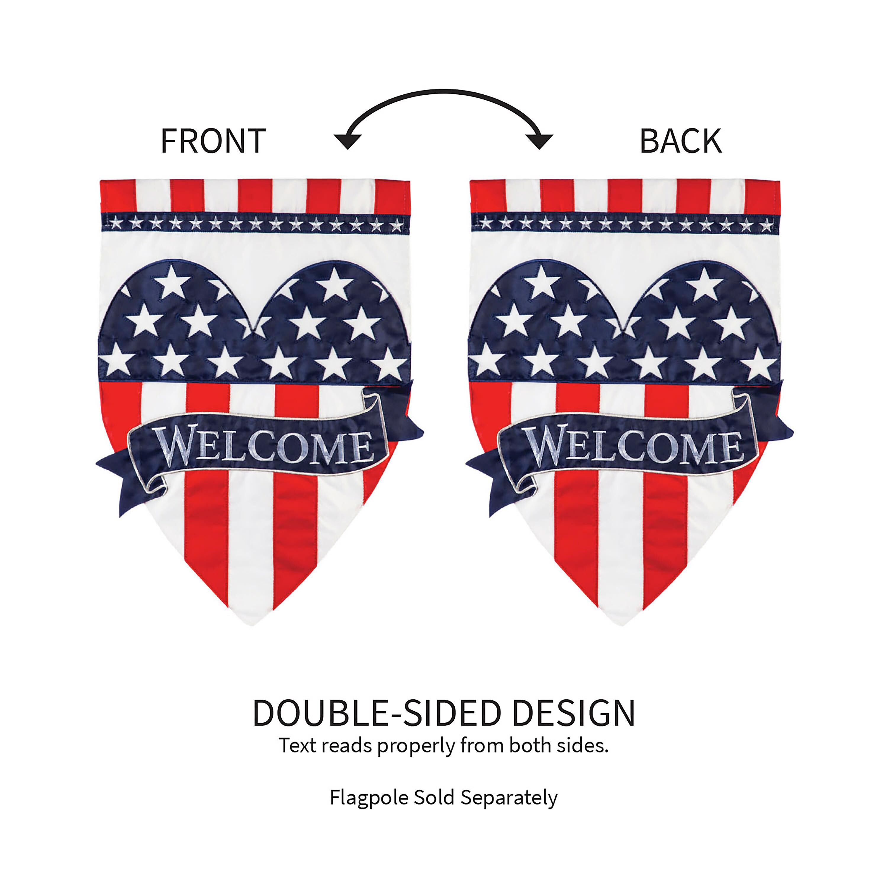 Patriotic Heart Garden Applique Flag