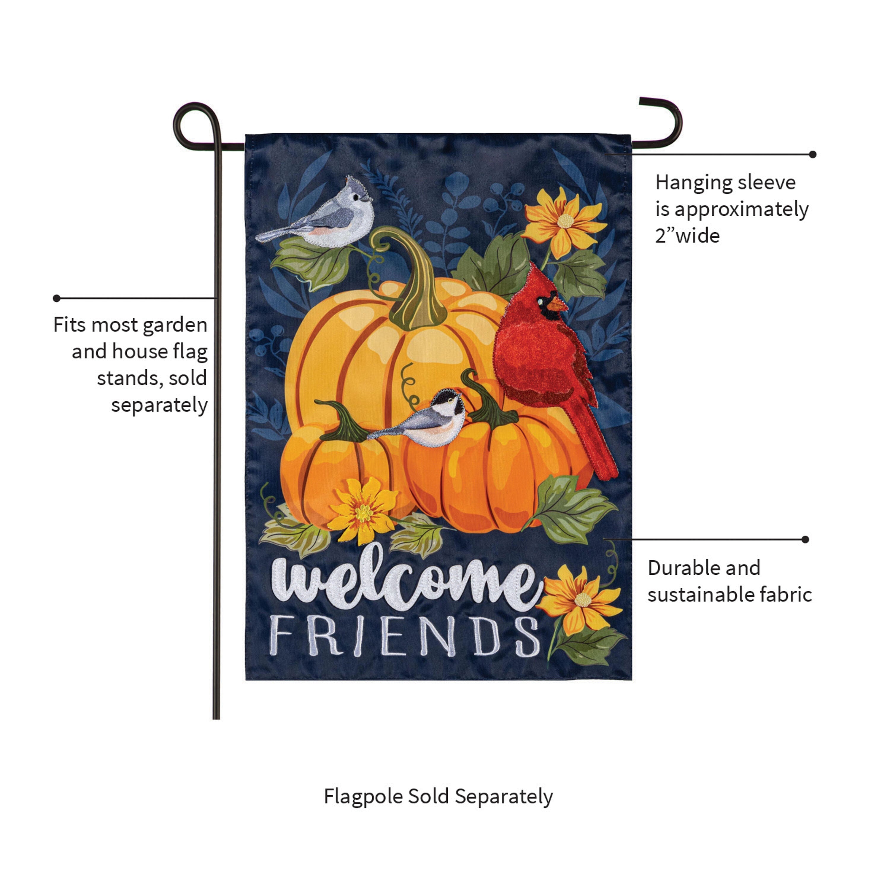 Welcome Friends of Fall  Applique Garden Flag