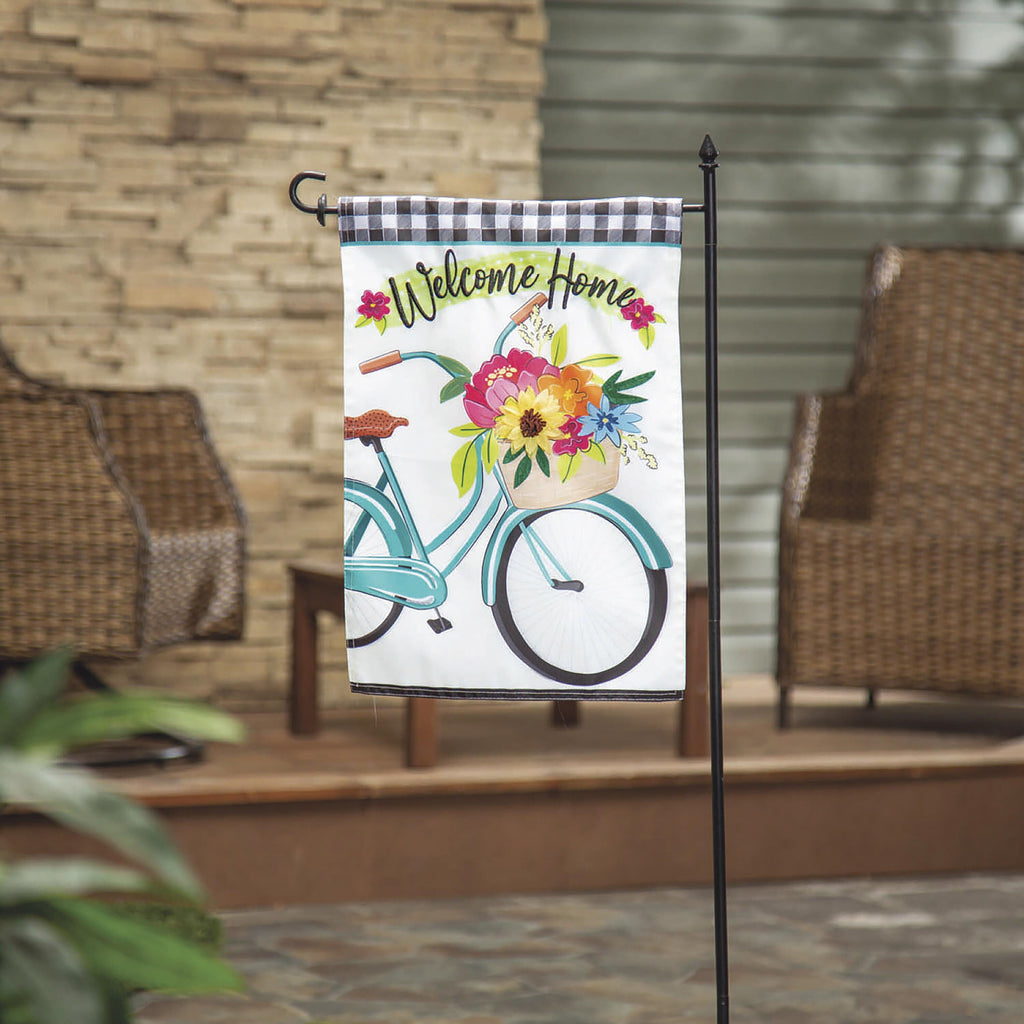 Welcome Home Bicycle Applique Garden Flag
