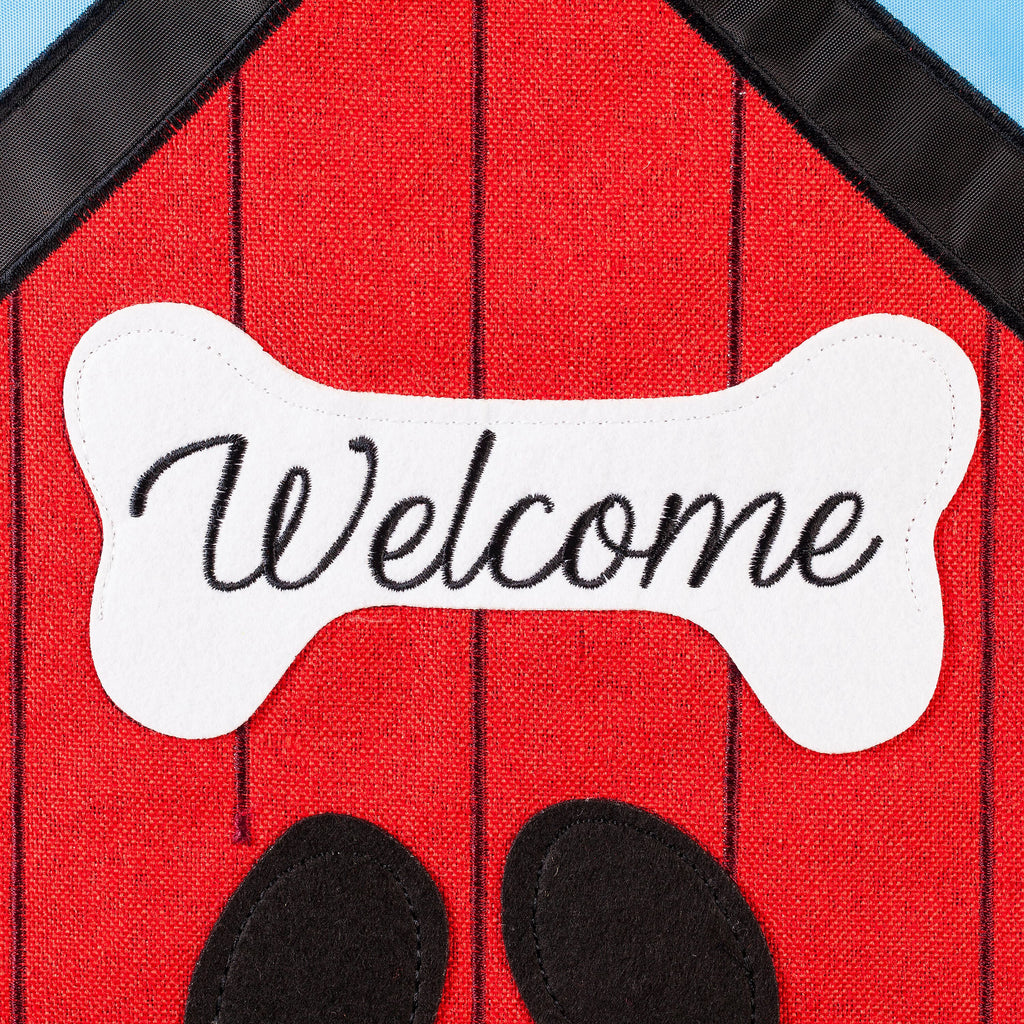 Welcome to the Dog House Garden Applique Flag